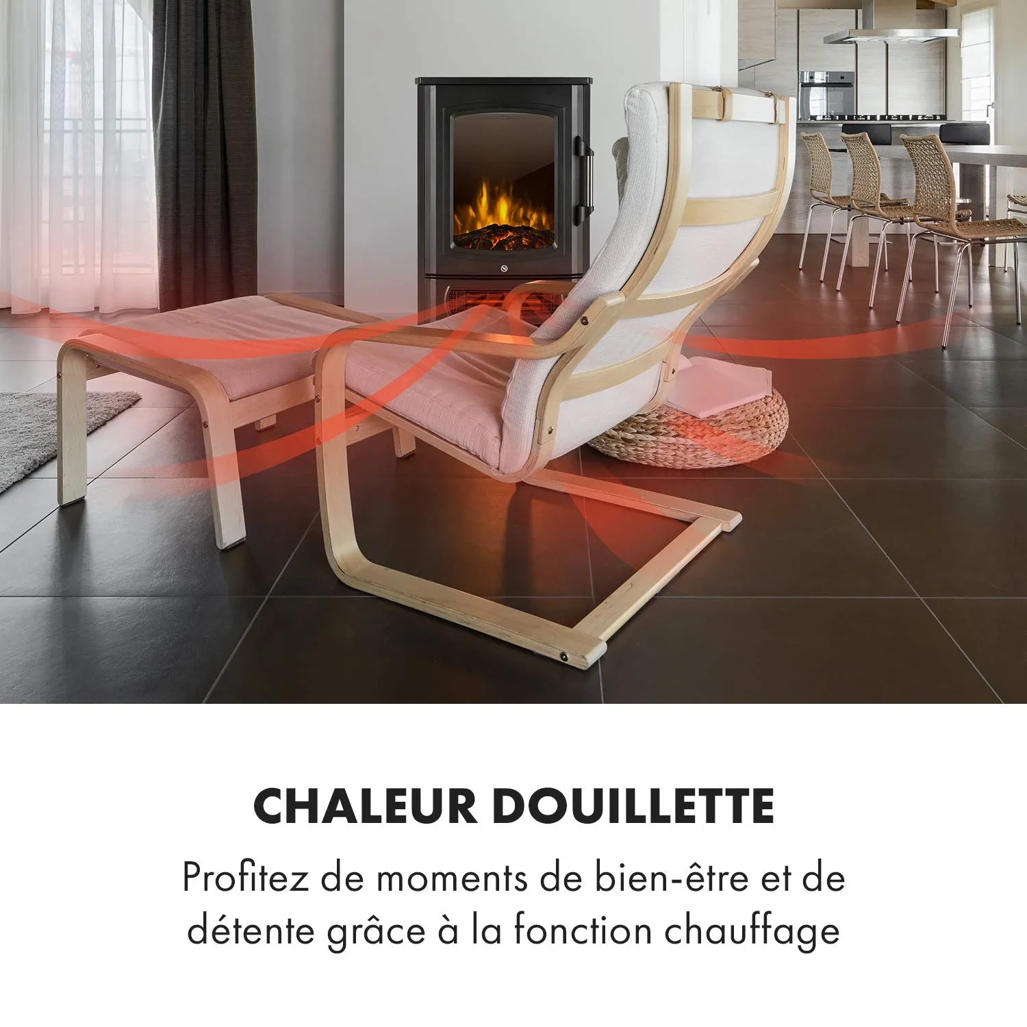Klarstein Cheminée Électrique 2000W effet flamme LED