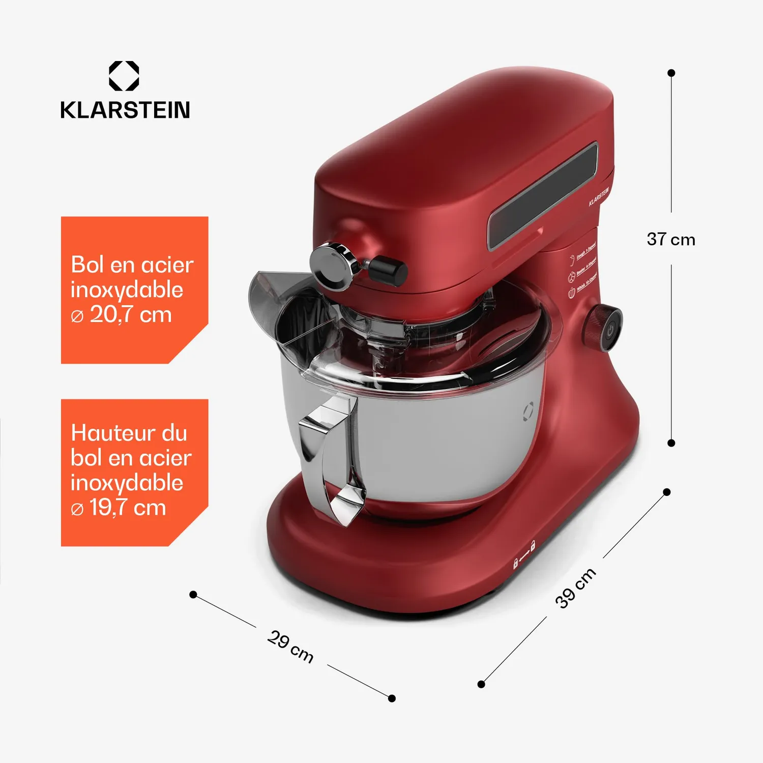 Klarstein Chiara robot de cuisine 5L rouge 1600W