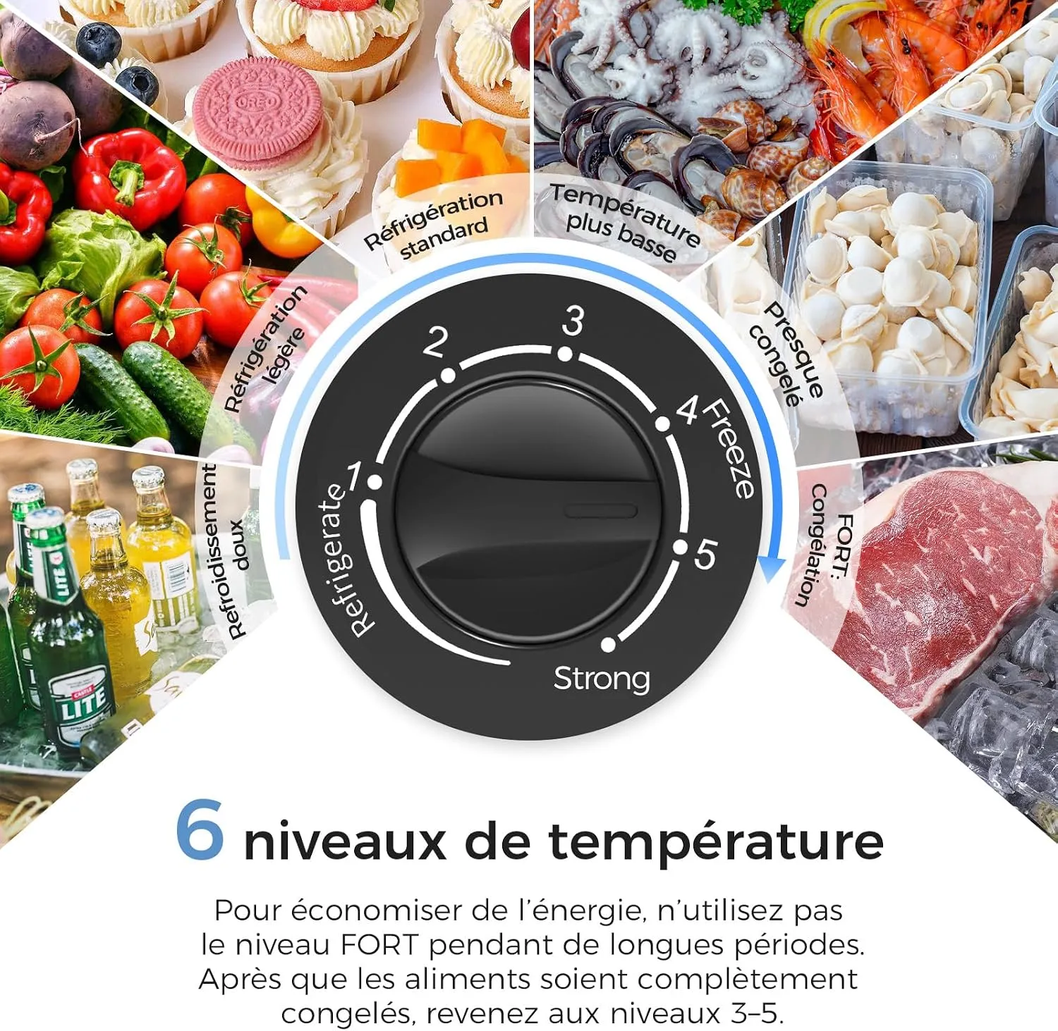 YASHE Congélateur Coffre 100L Noir Pose Libre 2 Paniers