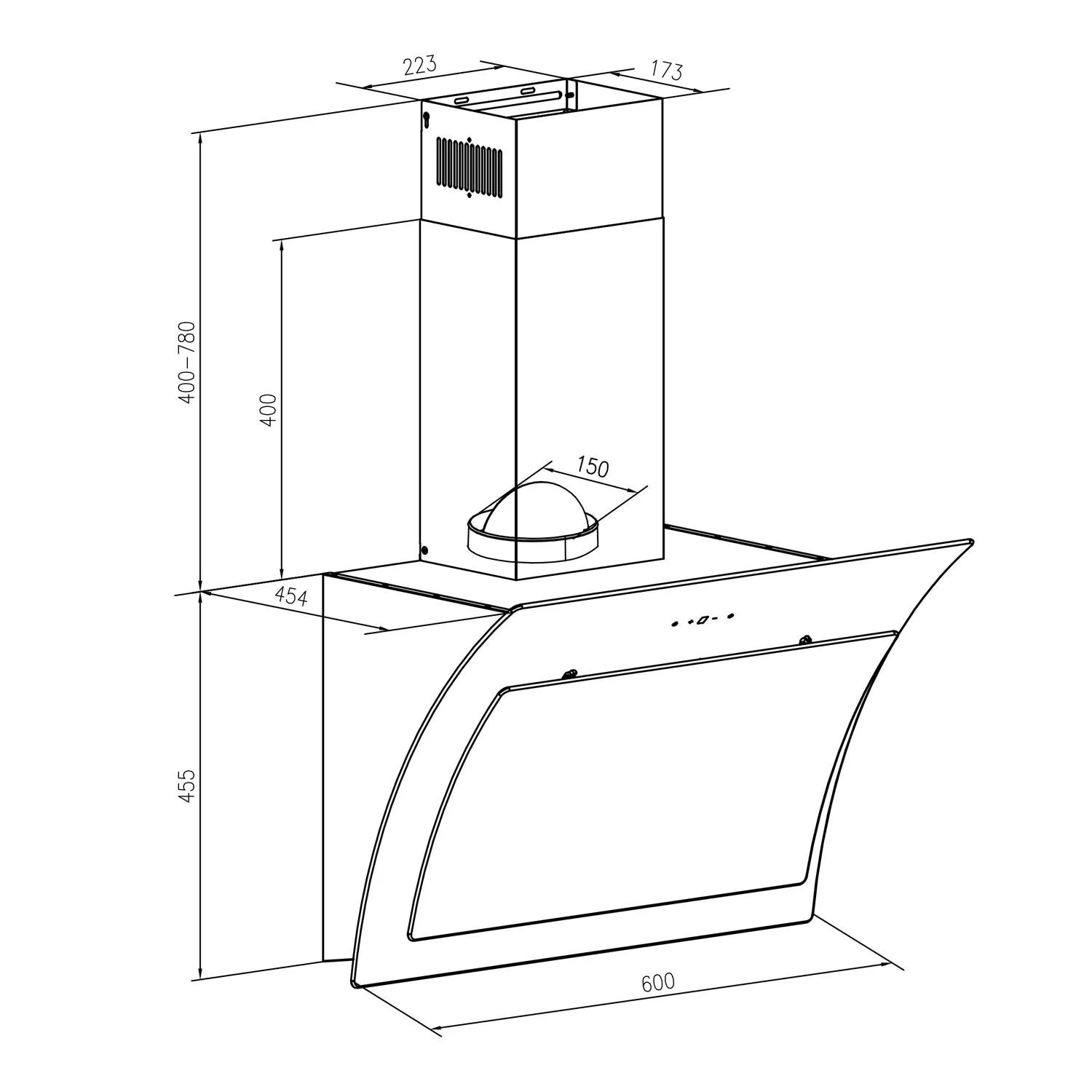 Klarstein Sabia hotte aspirante 60 cm noire 600 m³/h