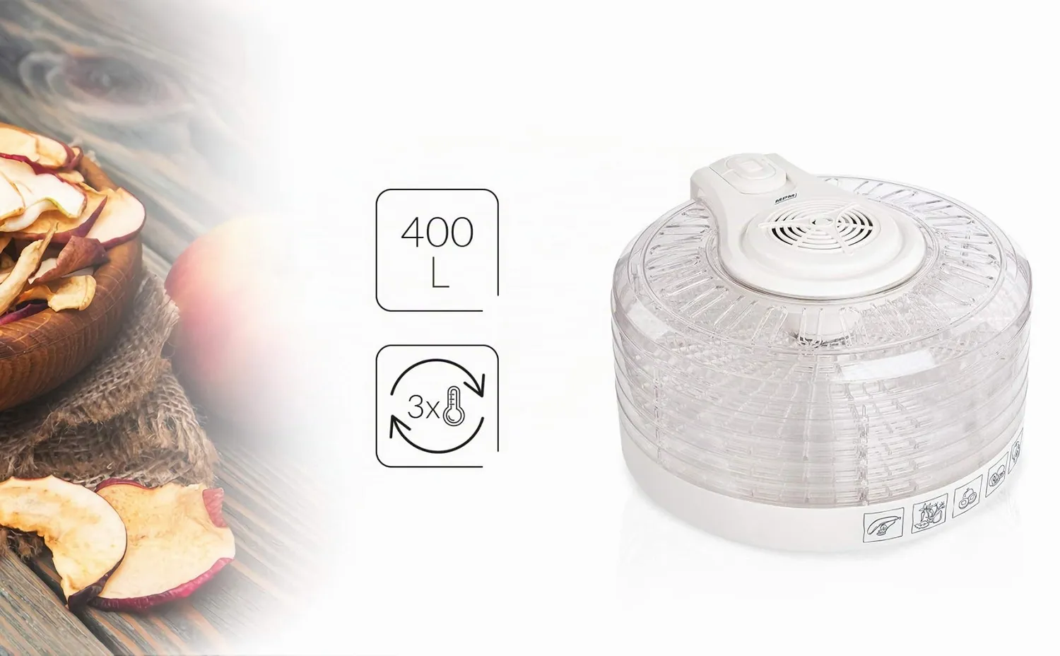 MPM MSG-02 déshydrateur alimentaire 5 plateaux 400 W