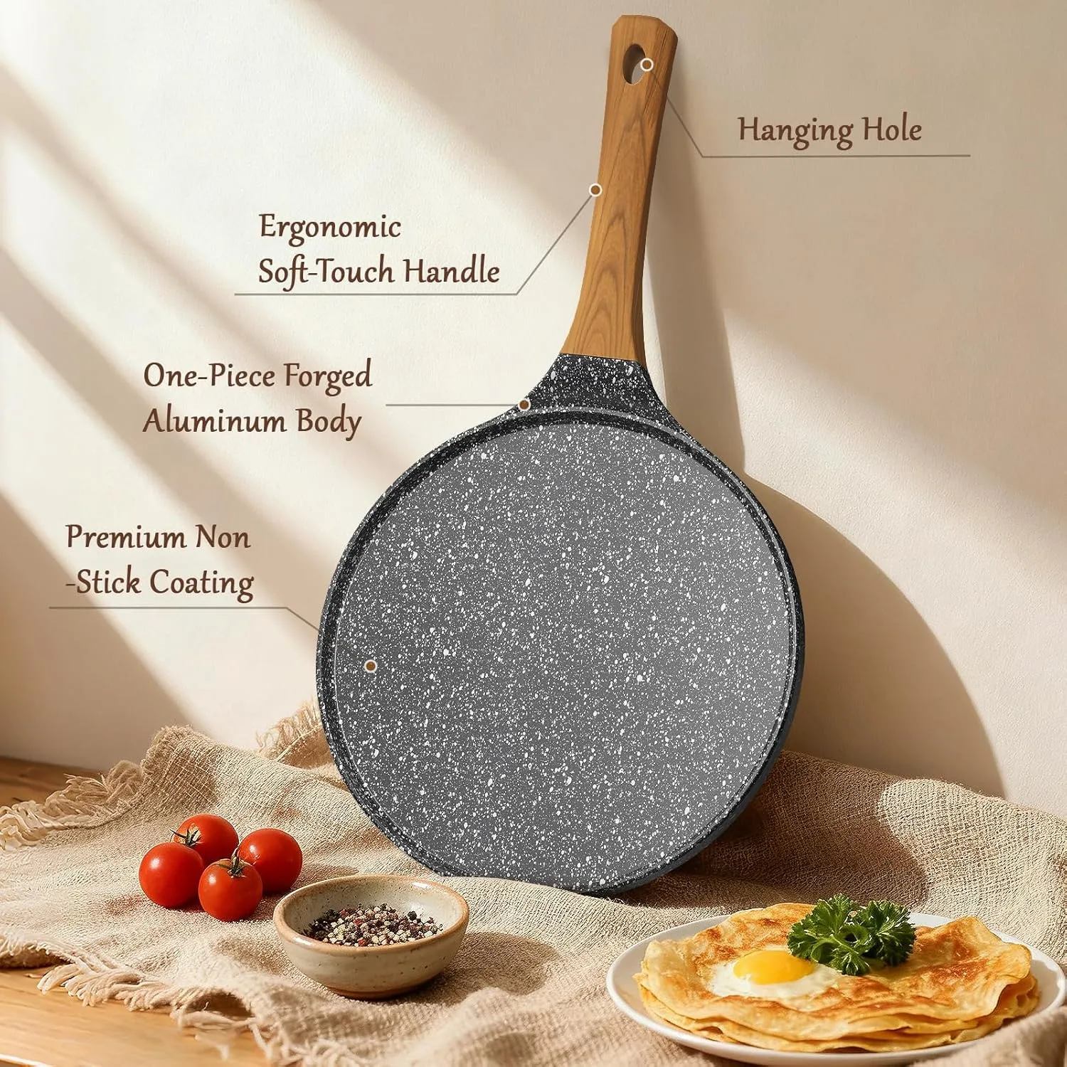 YASHE Crêpière 26 cm poêle à crêpes induction antiadhésive