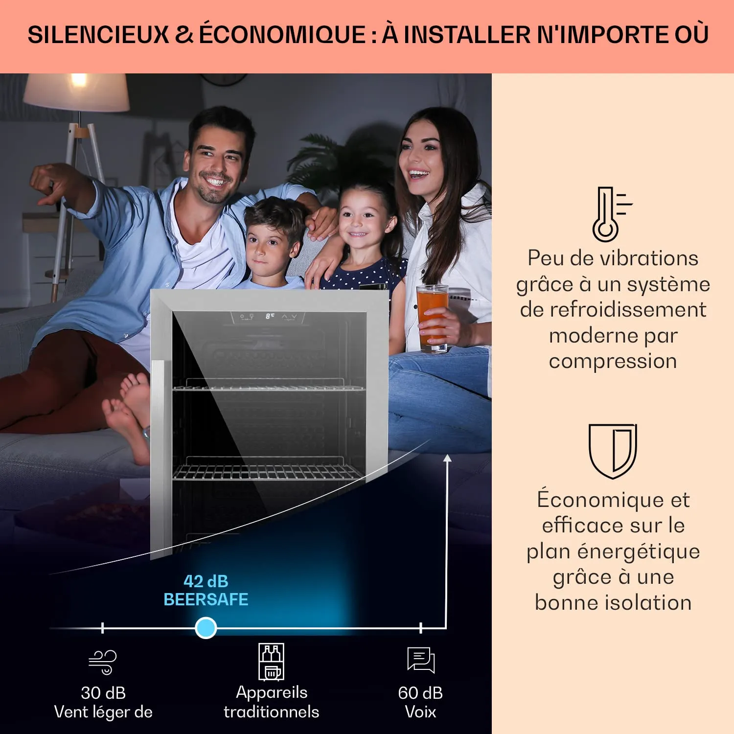 Klarstein Beersafe réfrigérateur boissons 124 L argent-noir vitré