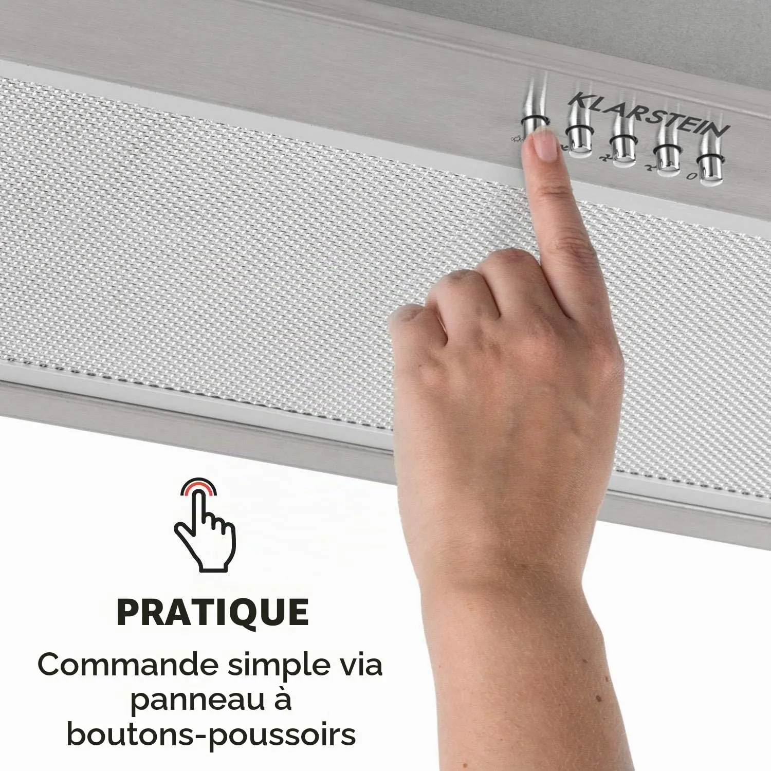 Klarstein Down Under Hotte Encastrable 60cm 590m3/h Inox
