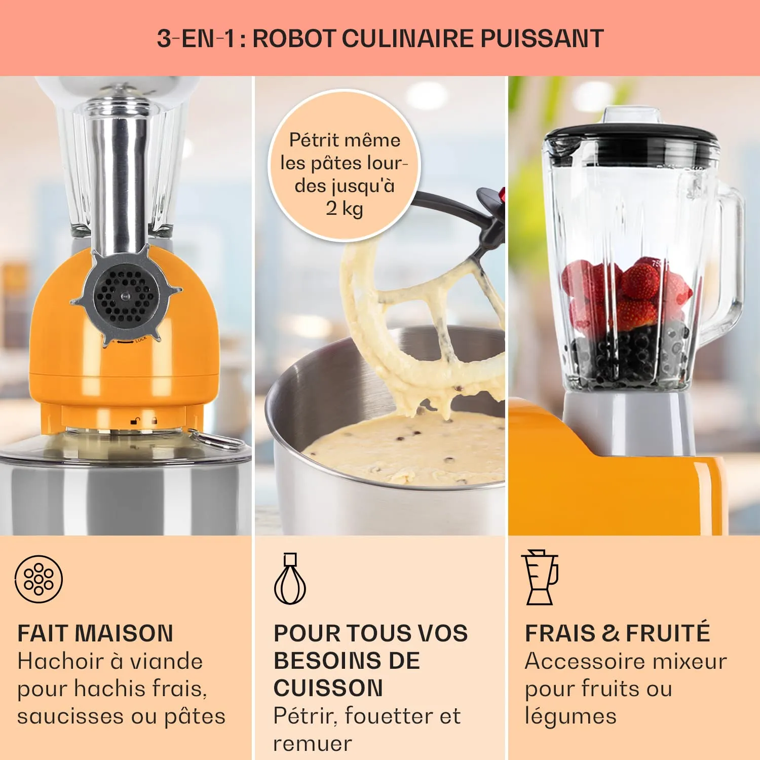 Klarstein Lucia robot cuisine orange 1200W 5L