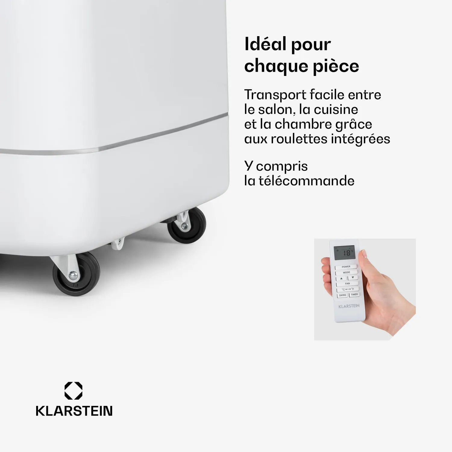 Klarstein climatiseur mobile 12000 BTU 3-en-1 télécommande