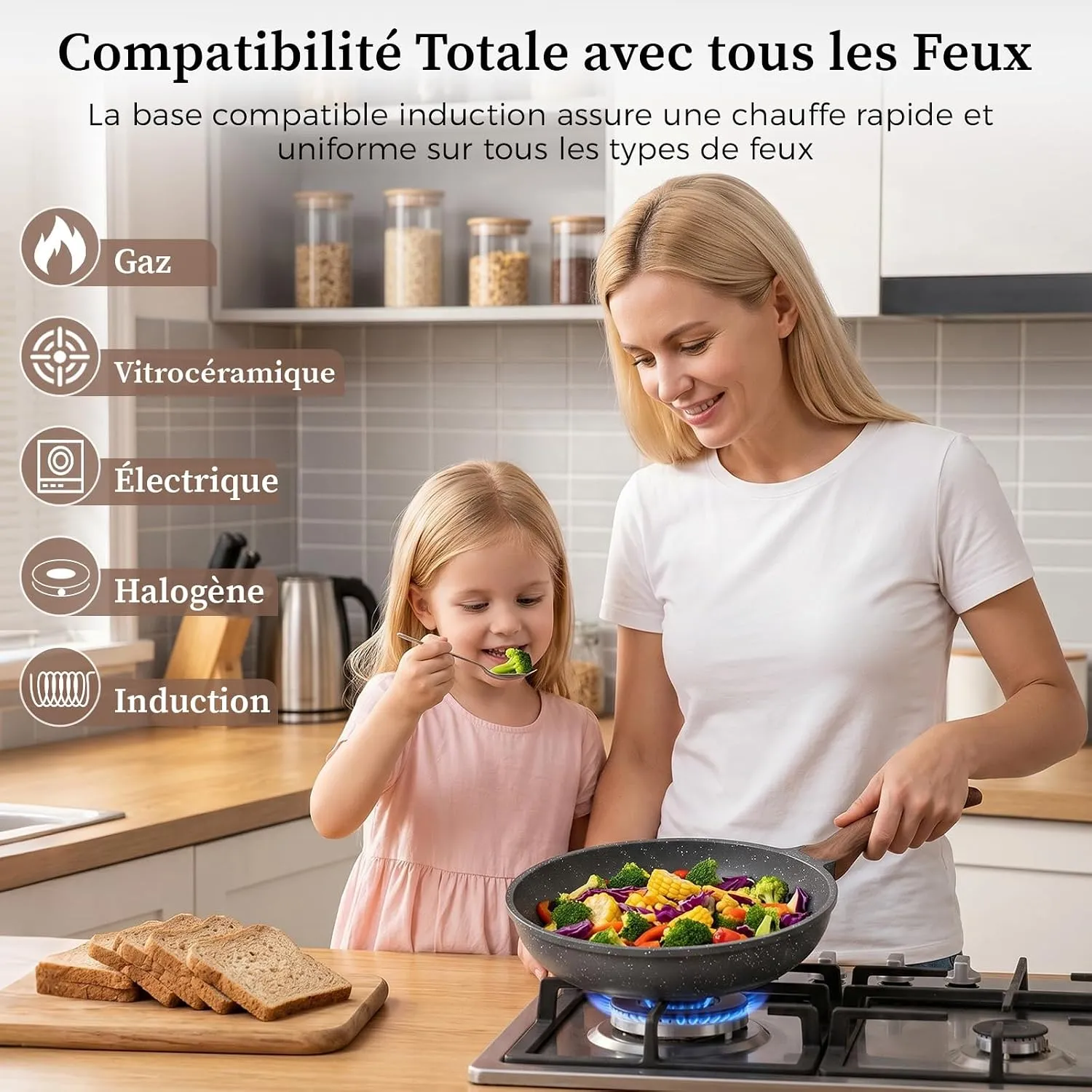 YASHE batterie cuisine 3 poêles 20/24/28 cm induction