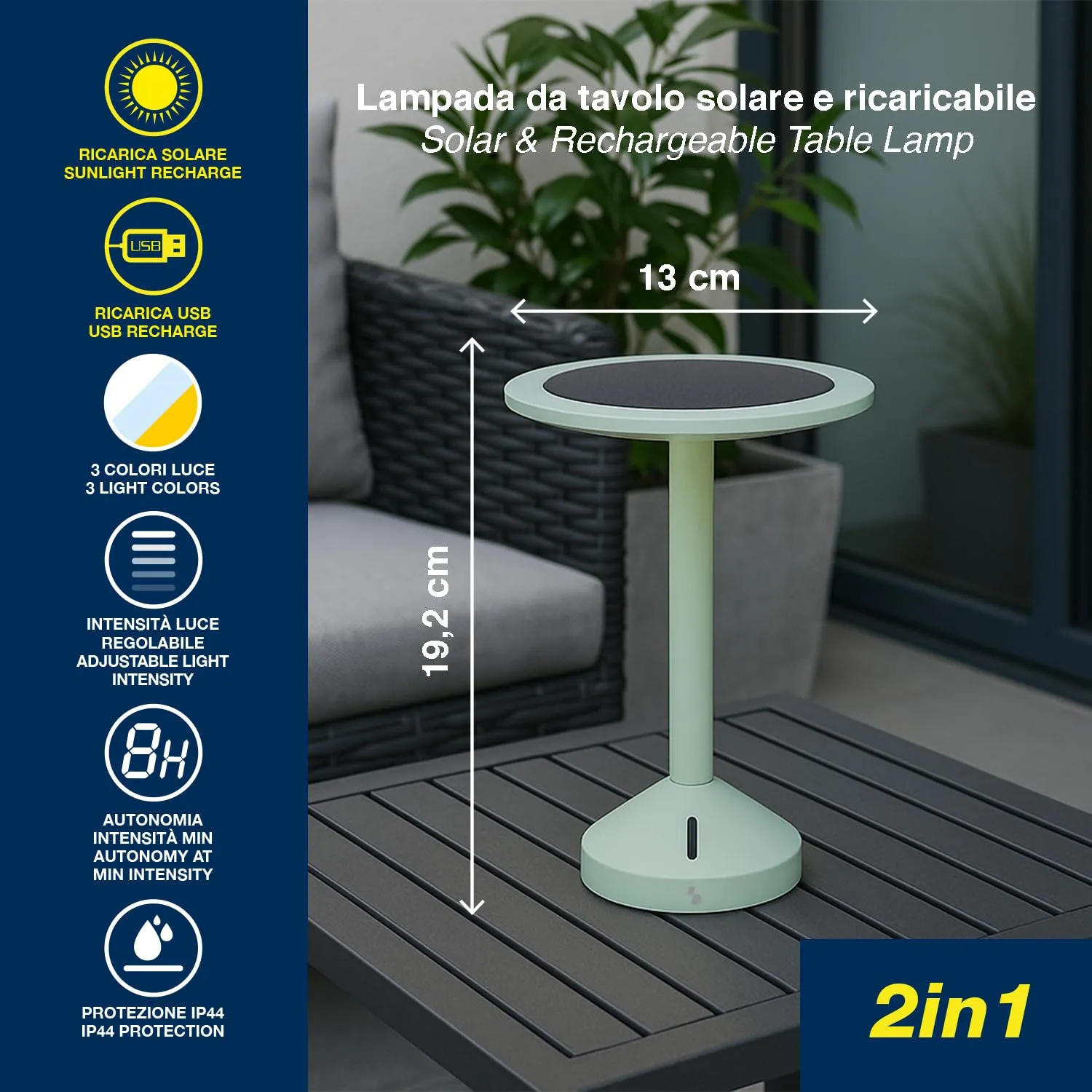 Beper Helia P207ILO600 lampe de table solaire chaude