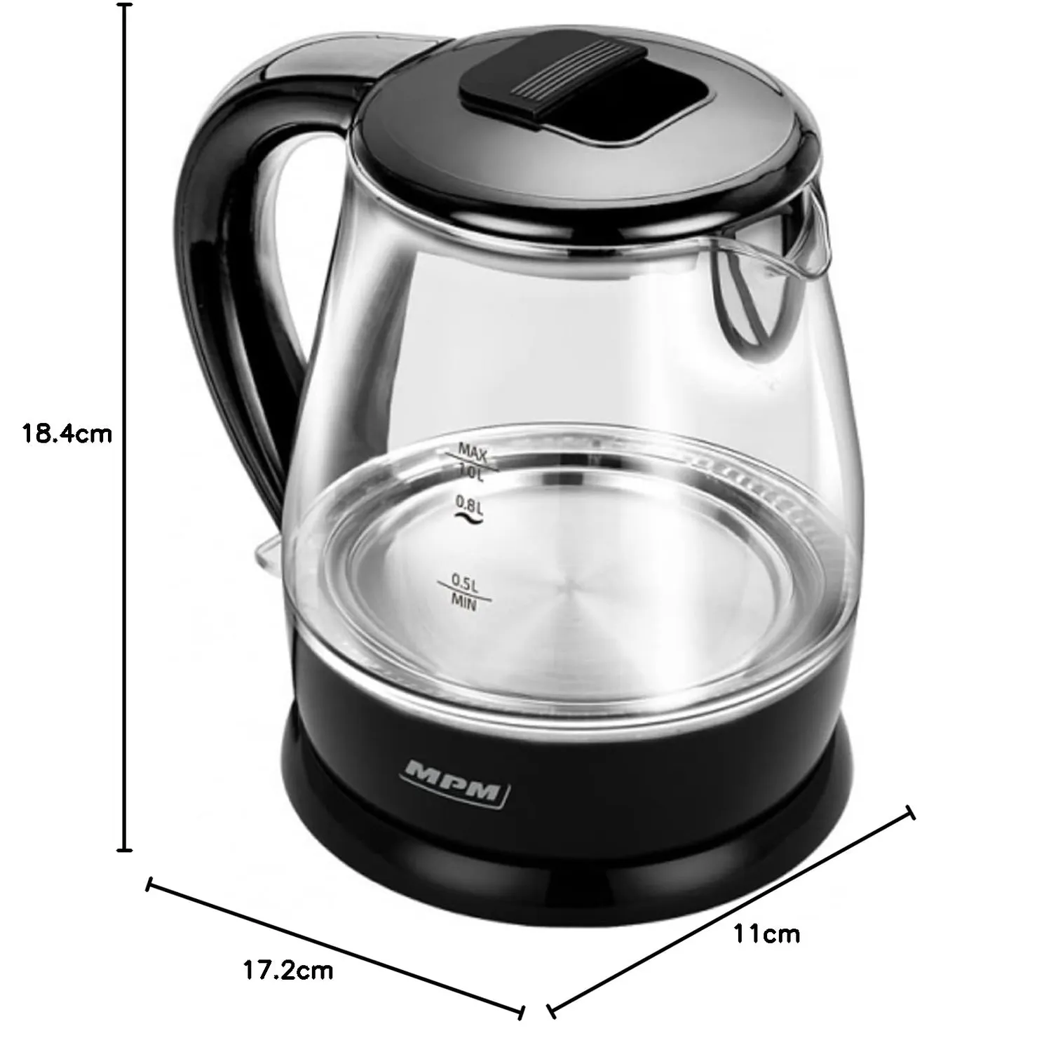 MPM MCZ-99 bouilloire verre 1 L 1630 W éclairée