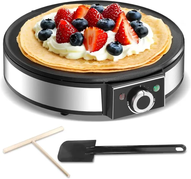 YASHE Crêpière Électrique 1200W Antiadhésive Réglable