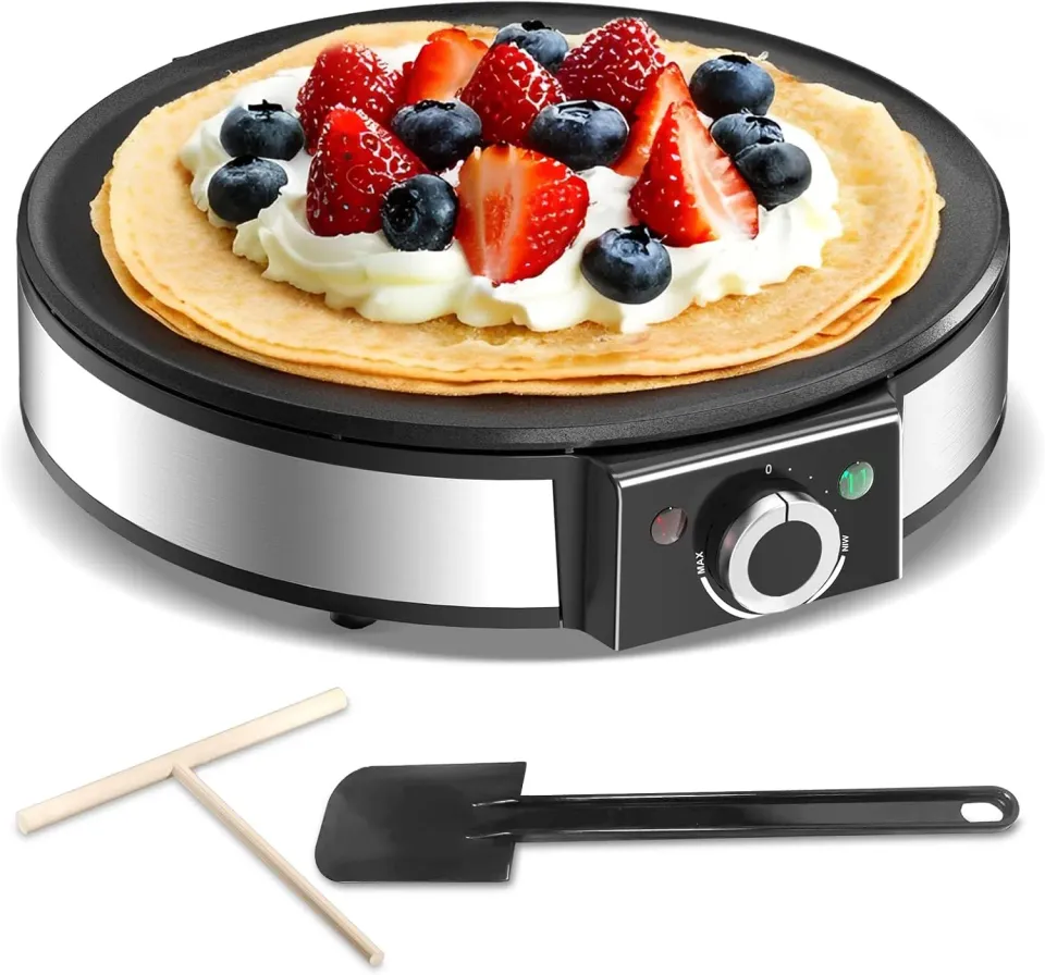 YASHE Crêpière Électrique 1200W Antiadhésive Réglable