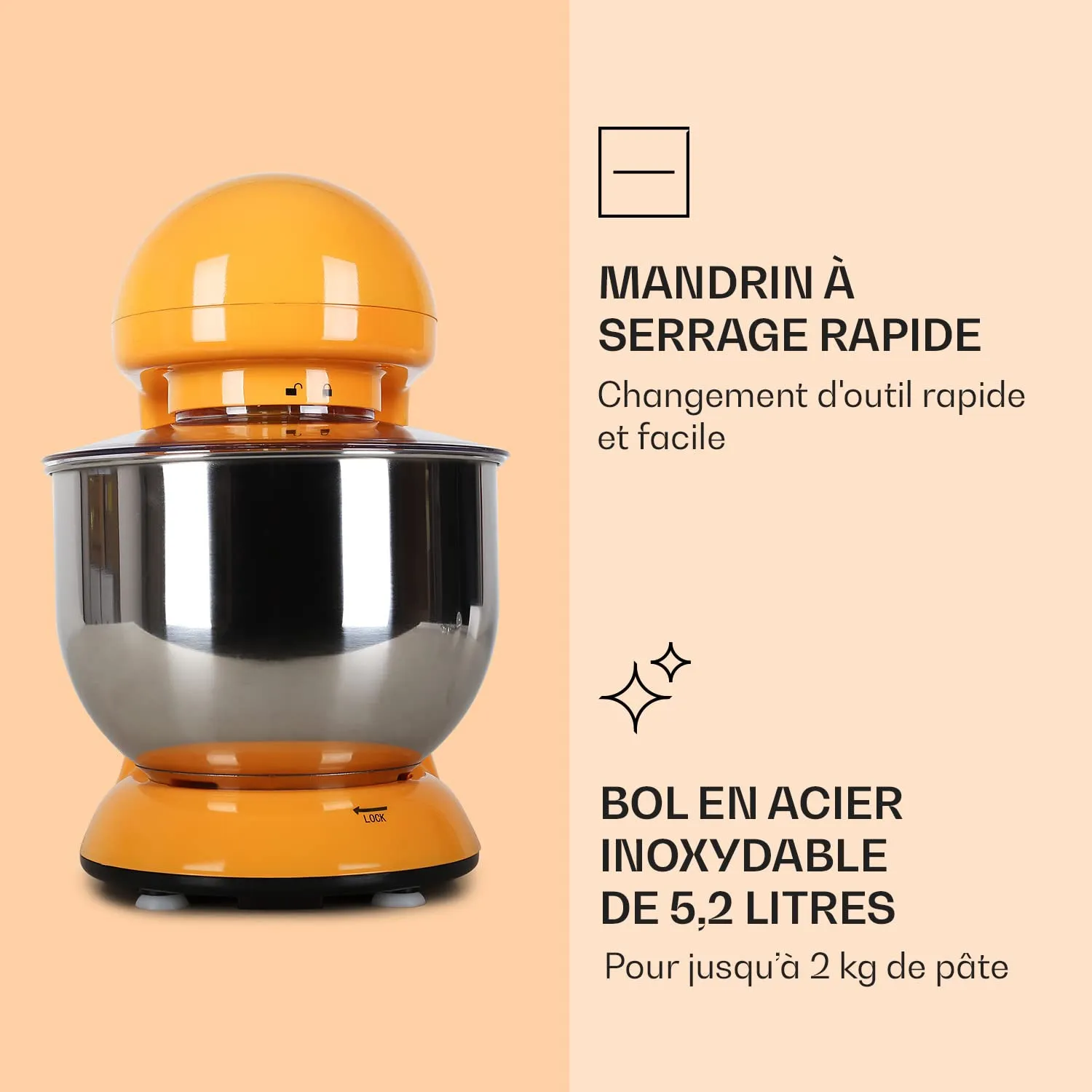 Klarstein Bella robot pâtissier 5 L 2000 W 6 vitesses
