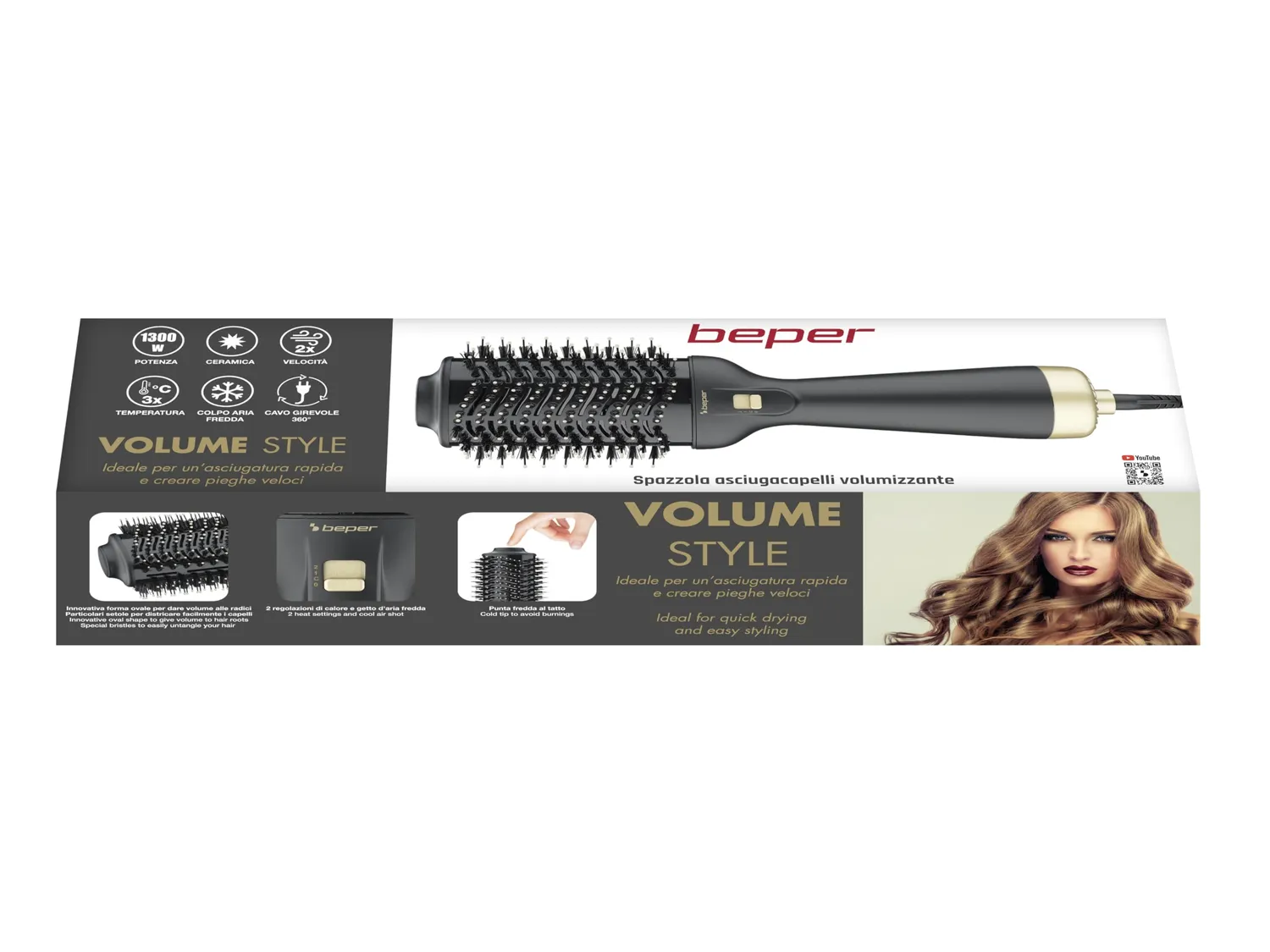 Beper P301PIS100 brosse soufflante 1300 W ionique