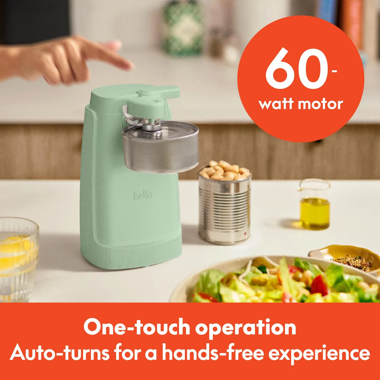 bella ouvre-boîte électrique verre de mer lame inox 60 W