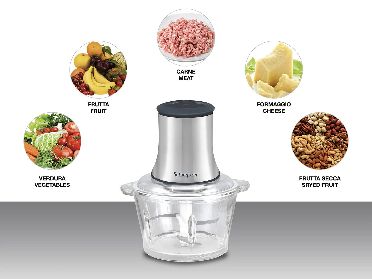 Beper P102ROB001 hachoir verre 1,5 L double lames inox