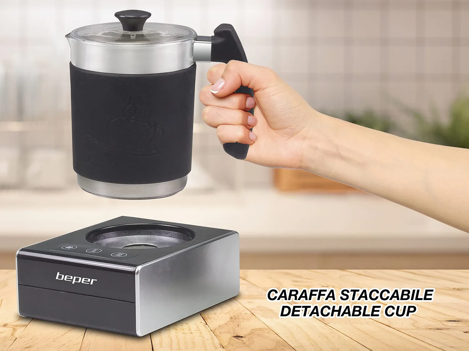 Beper BB.200 mousseur à lait 500 ml noir induction magnétique
