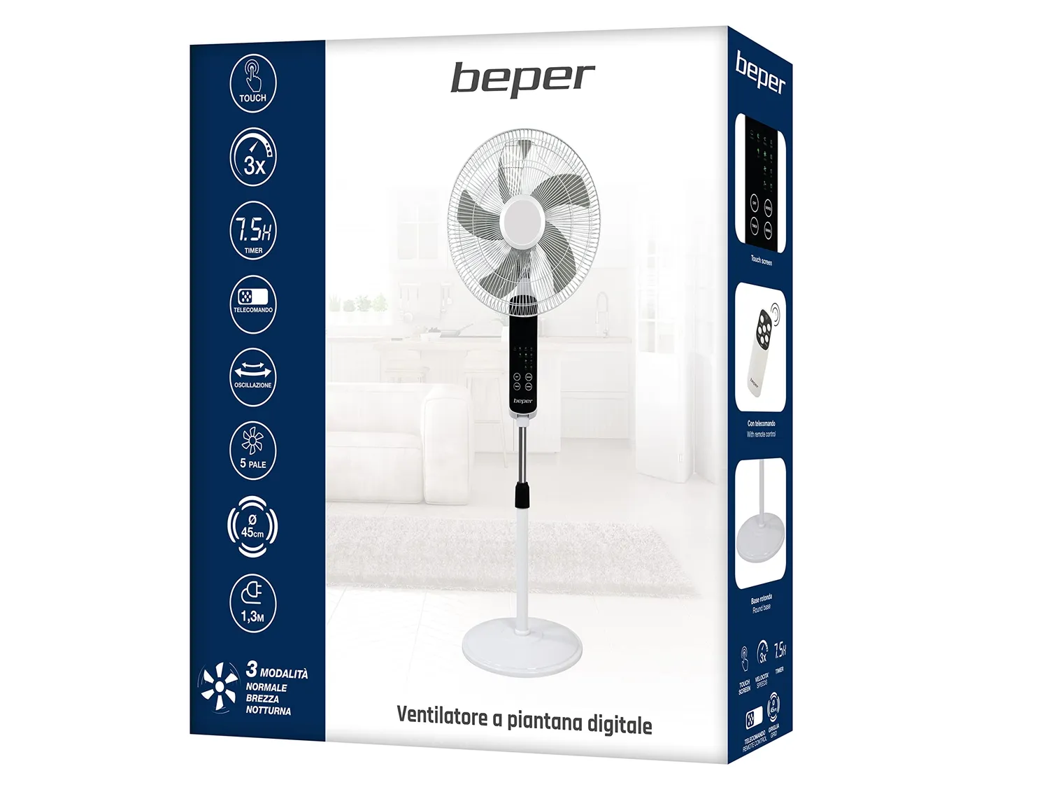 Beper VE.112 ventilateur sur pied tactile 45 cm télécommande