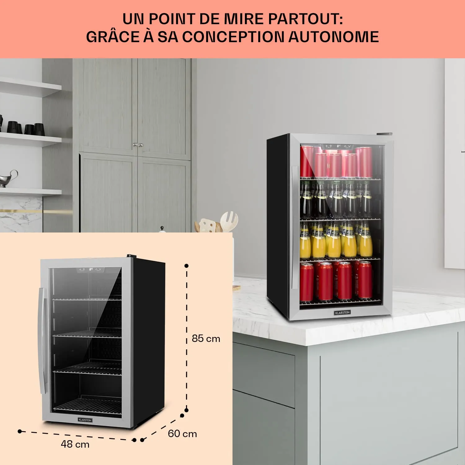 Klarstein Beersafe réfrigérateur boissons 124 L argent-noir vitré