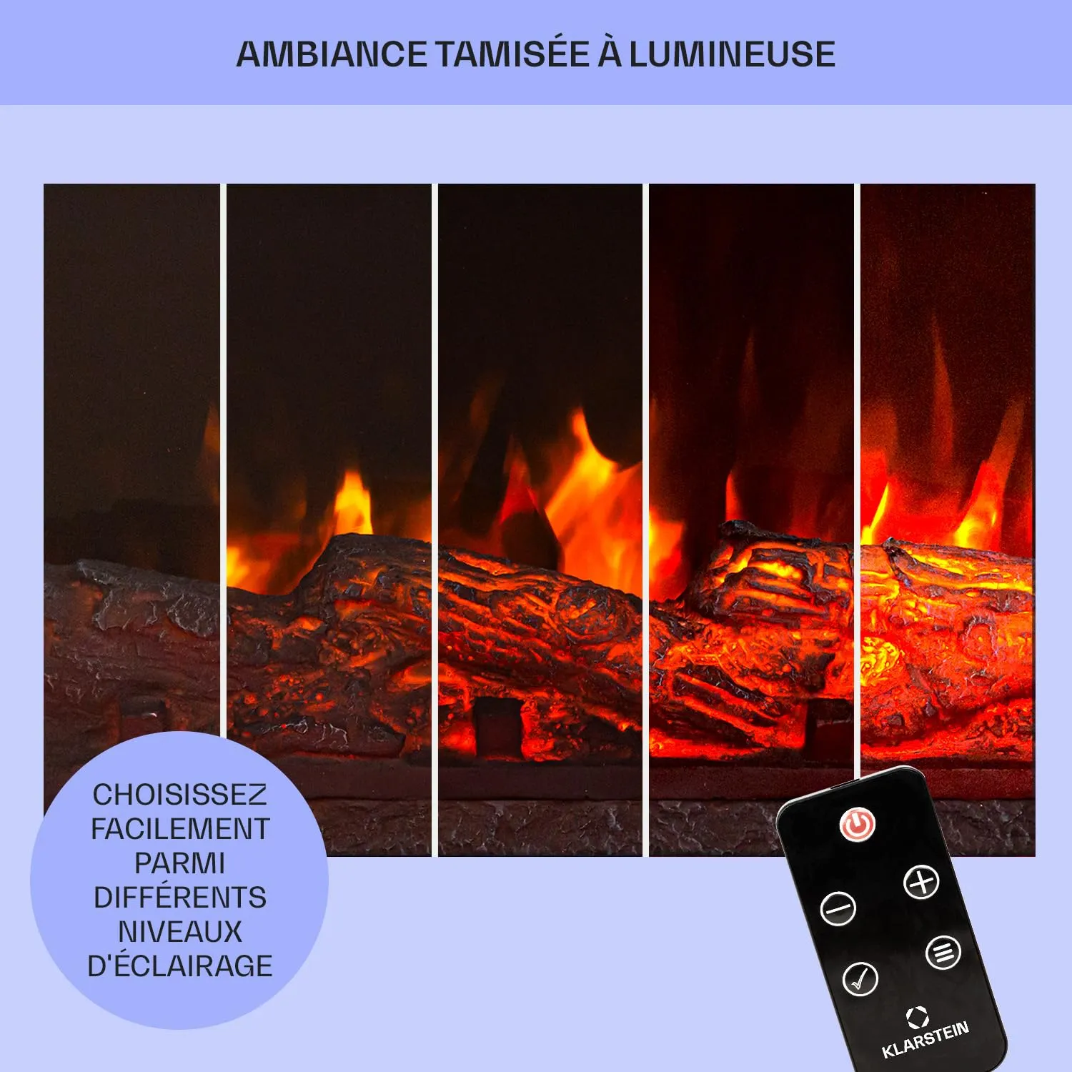 Klarstein Lodge cheminée électrique 1800W effet flamme