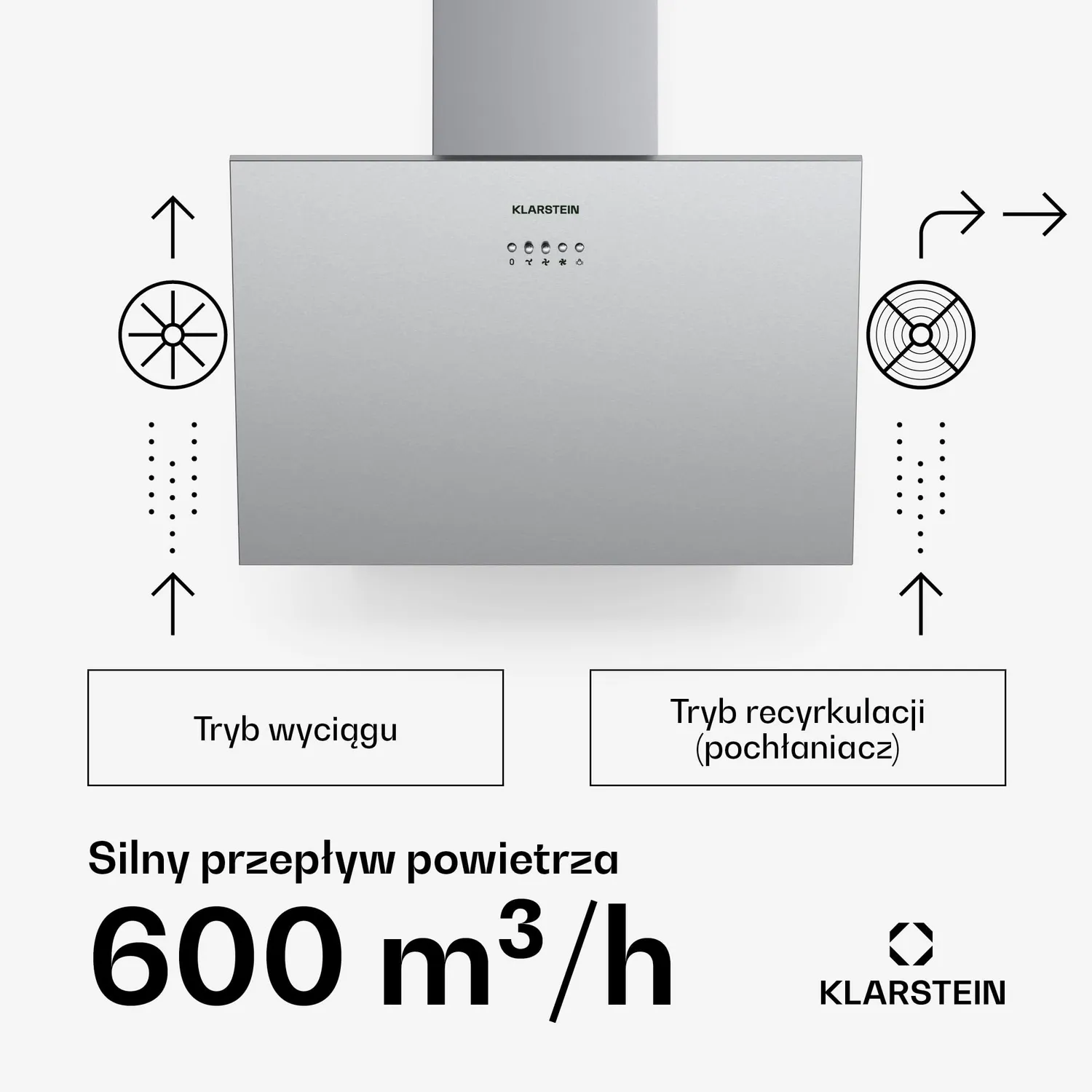 Klarstein Silver Lining 60 hotte murale 60 cm argent 600 m3/h
