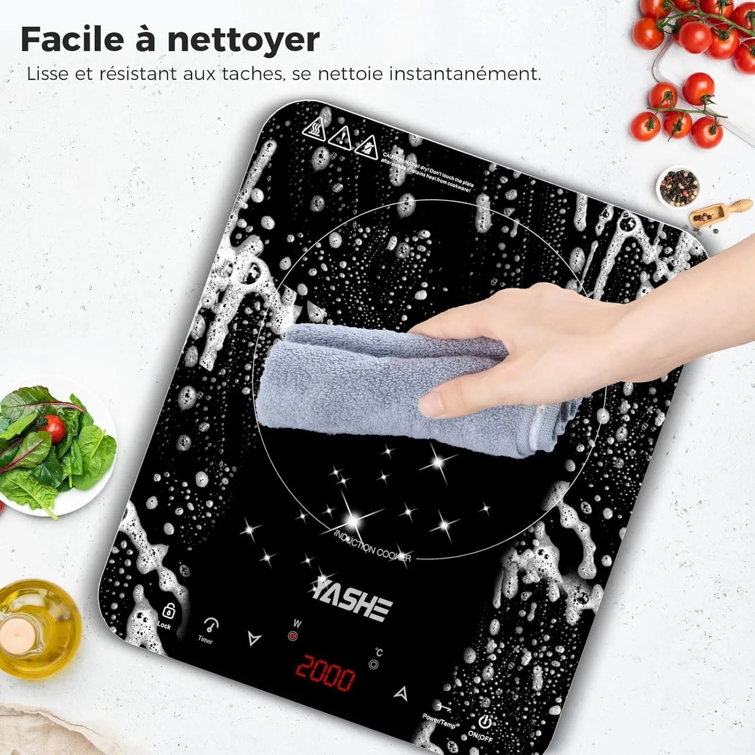 YASHE plaque induction portable 2000 W 10 puissances