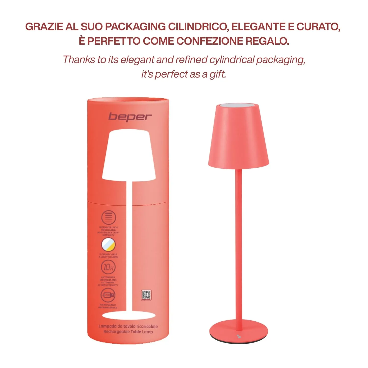 Beper P207ILI206 Lampe de Table Rechargeable LED 3 Tons
