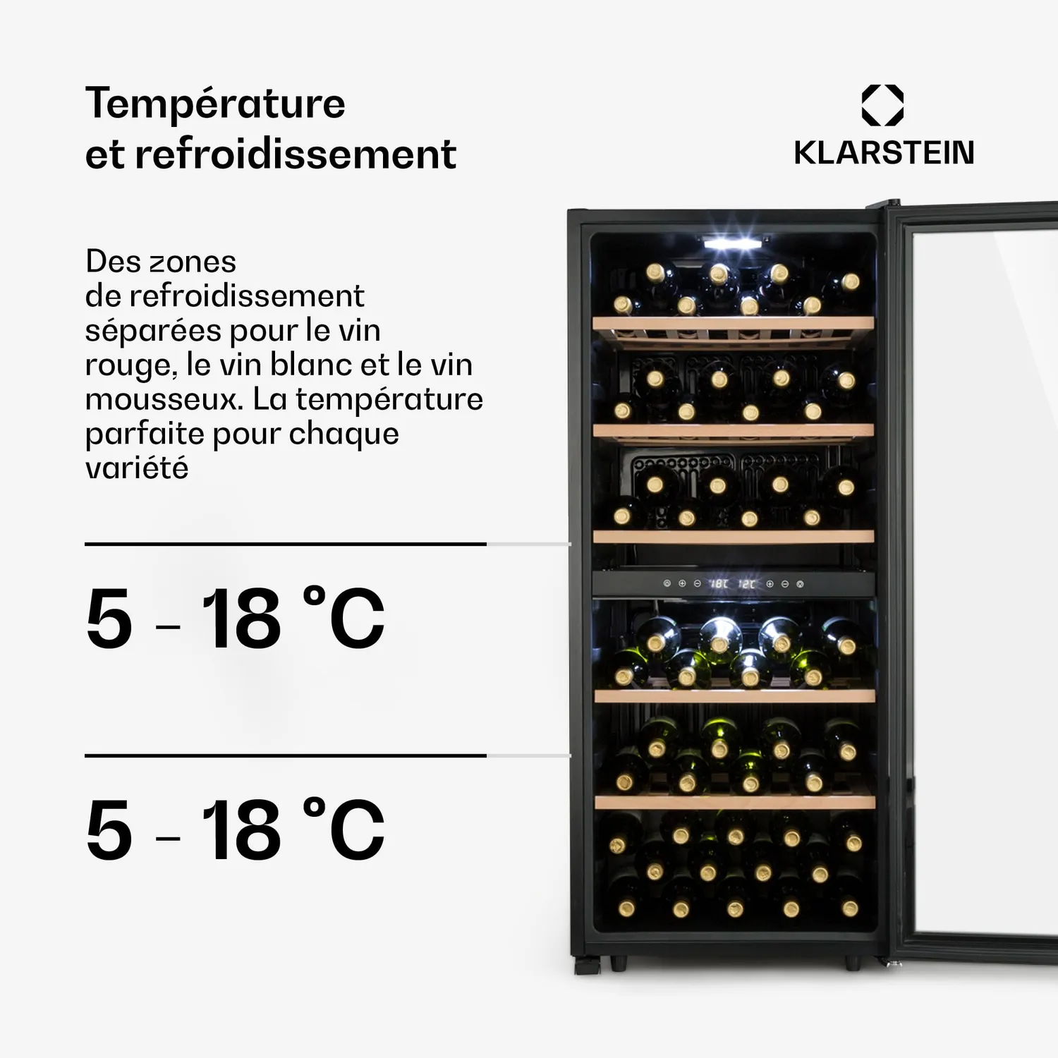 Klarstein cave a vin 102 bouteilles 5-18°C
