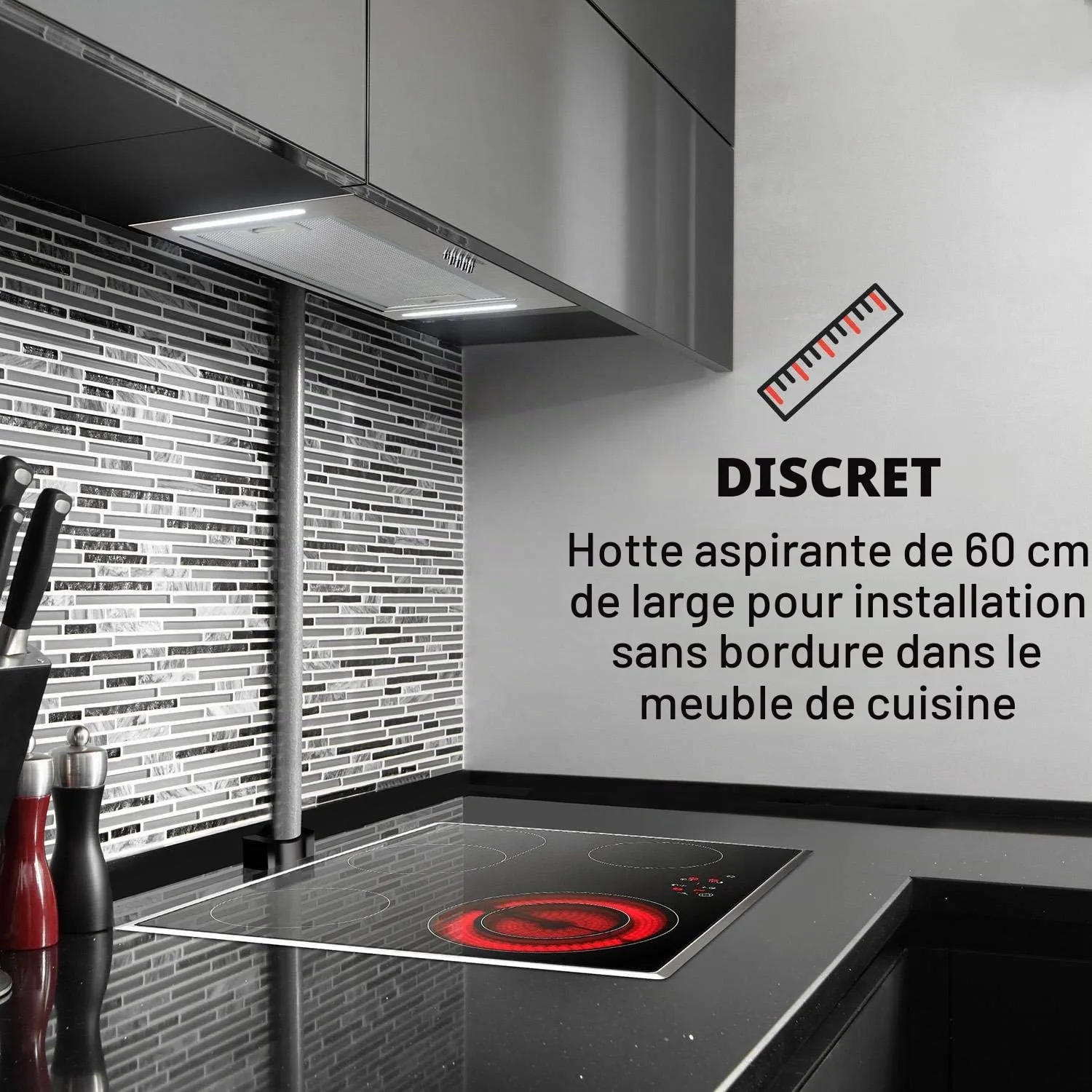 Klarstein Down Under Hotte Encastrable 60cm 590m3/h Inox