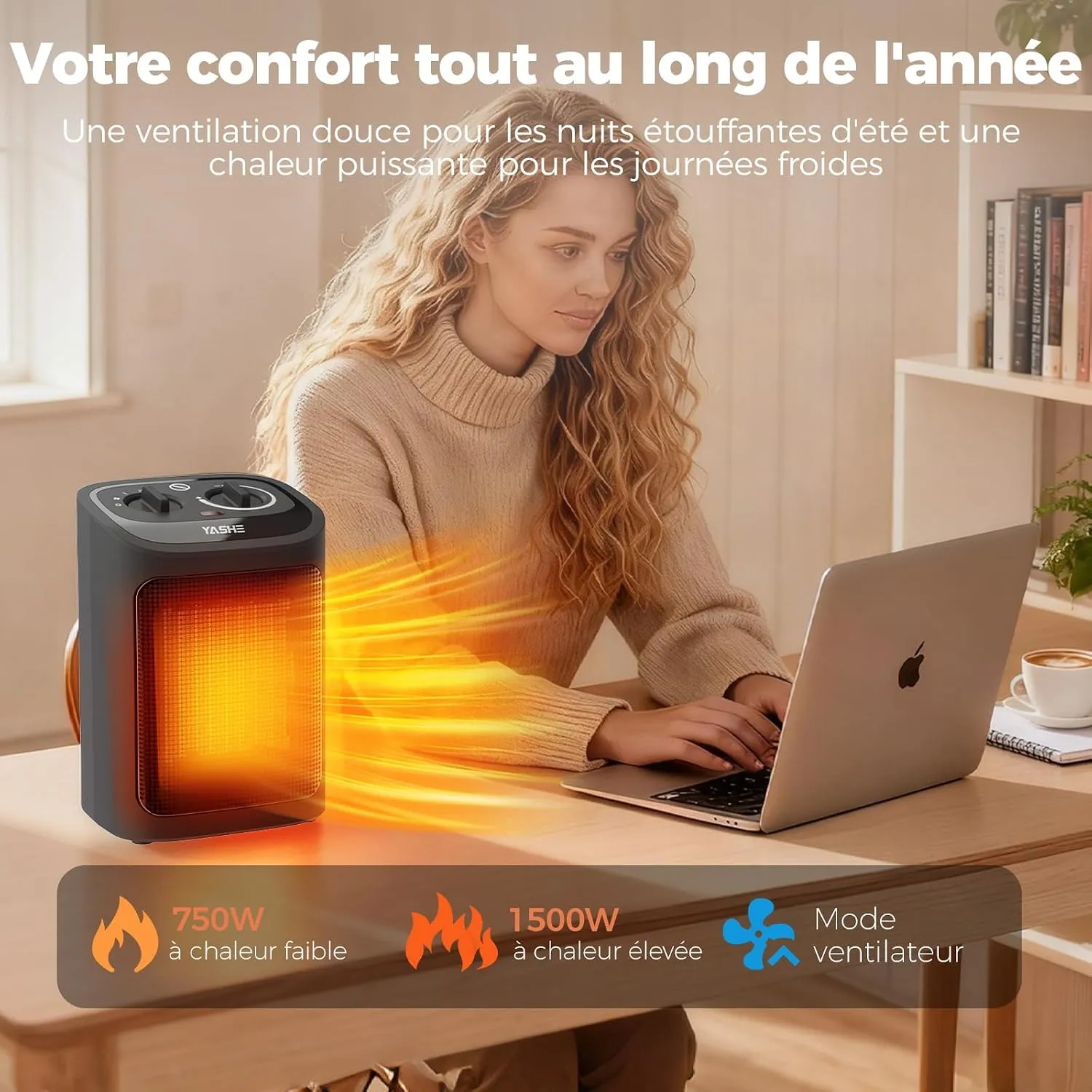 YASHE PTC 1500W radiateur céramique silencieux