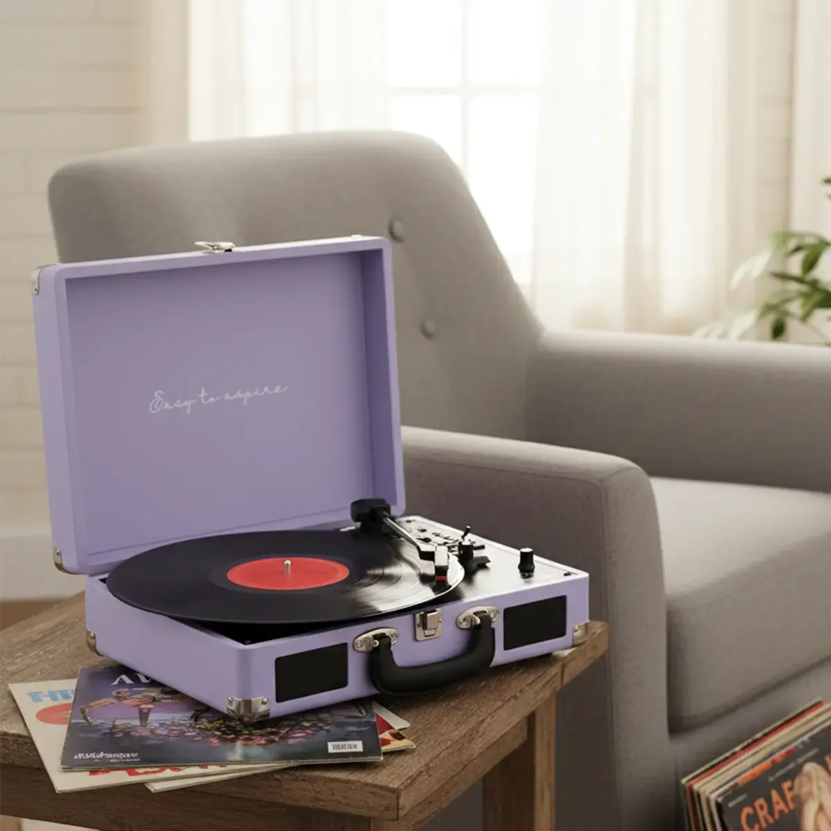 Prixton VC400 platine vinyle lilas avec enceintes