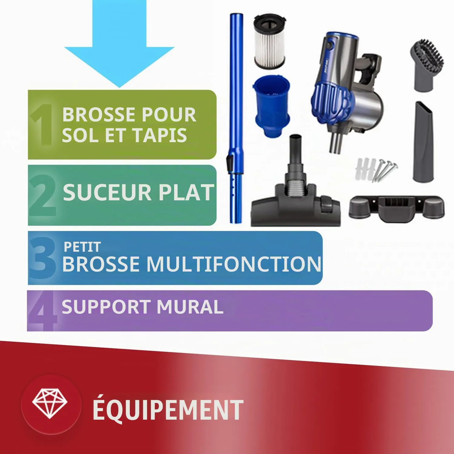 MPM MOD-34 aspirateur balai bleu 600W sans sac
