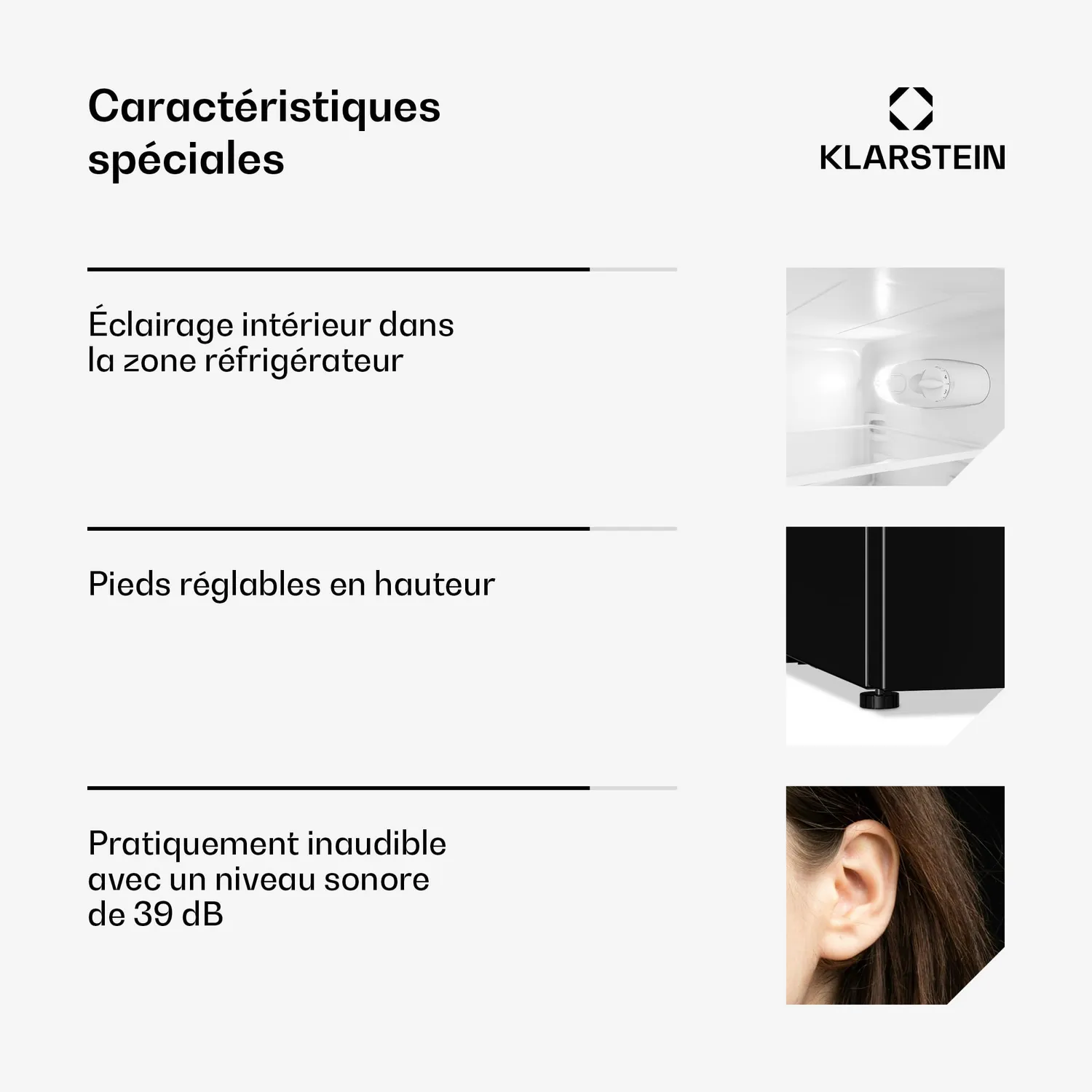 Klarstein Irene réfrigérateur-congélateur 86 L noir rétro