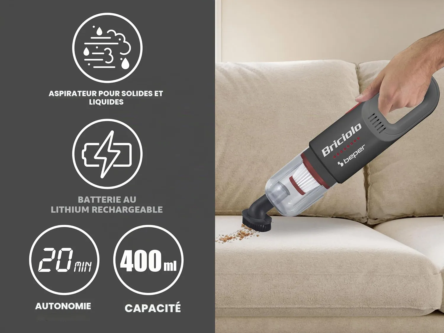 Beper P202ASP401 aspirateur à main sans fil 400 ml