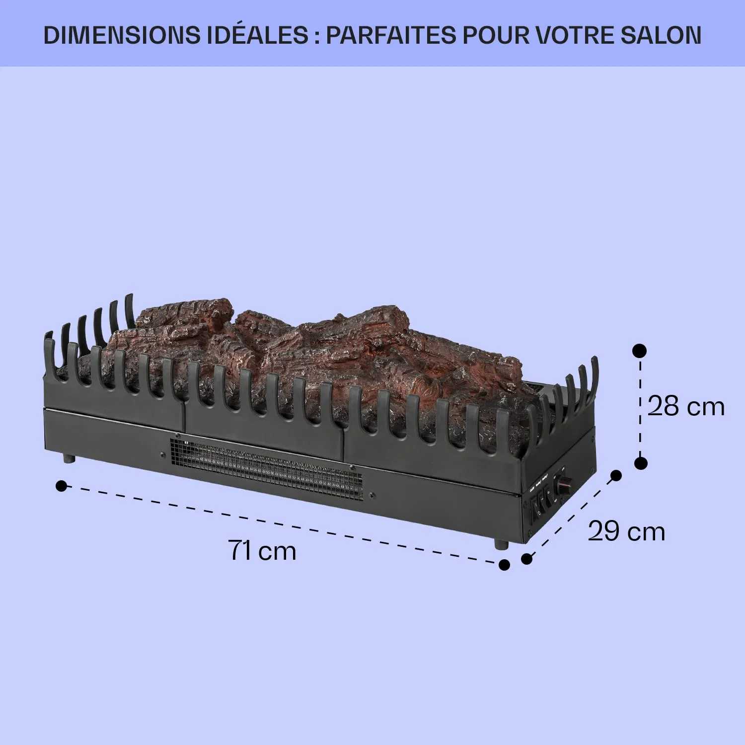 Klarstein Cheminée Électrique 65 cm Chauffage 2000W Noir