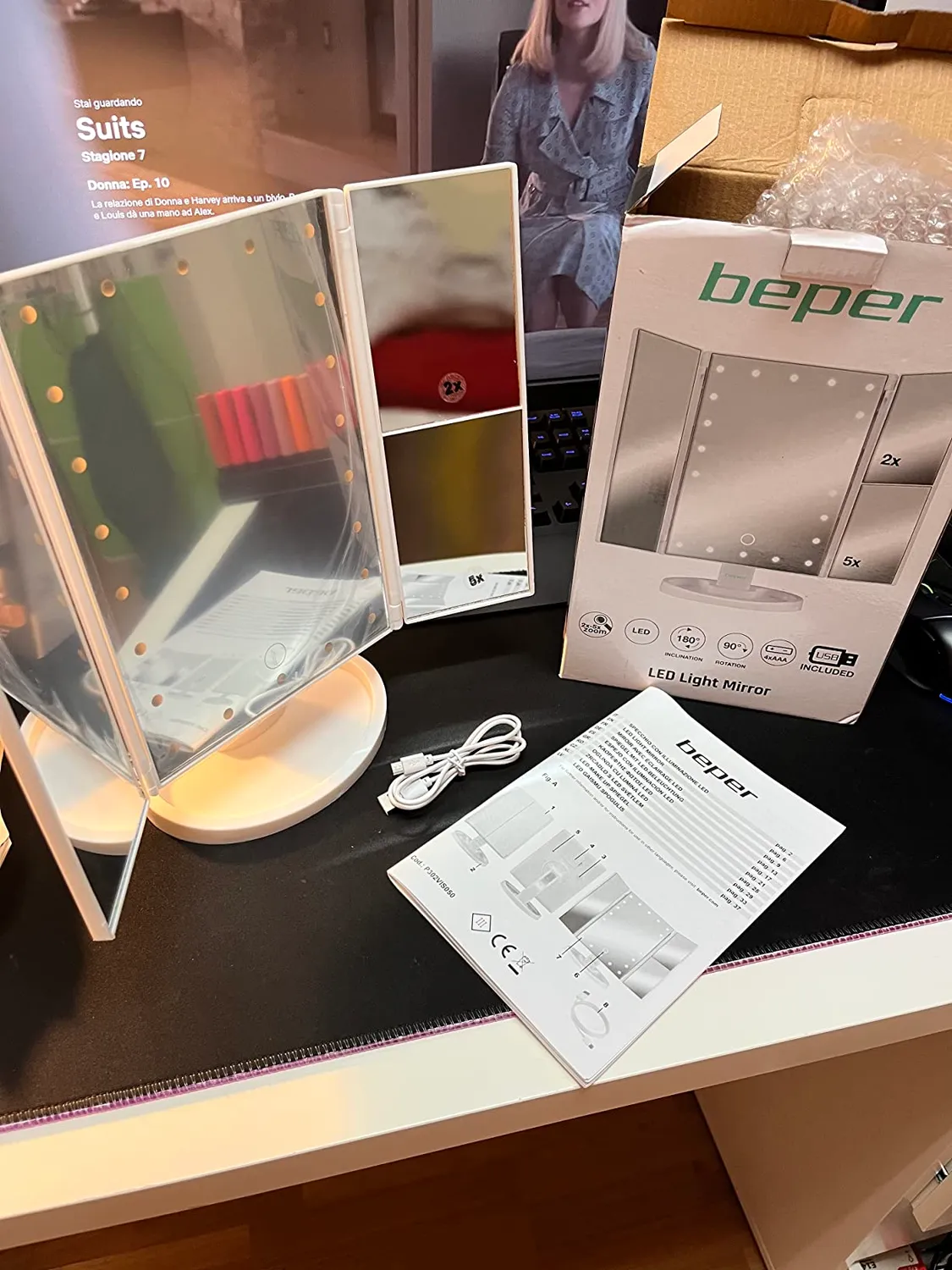 Beper P302VIS050 miroir maquillage LED 1x/2x/5x