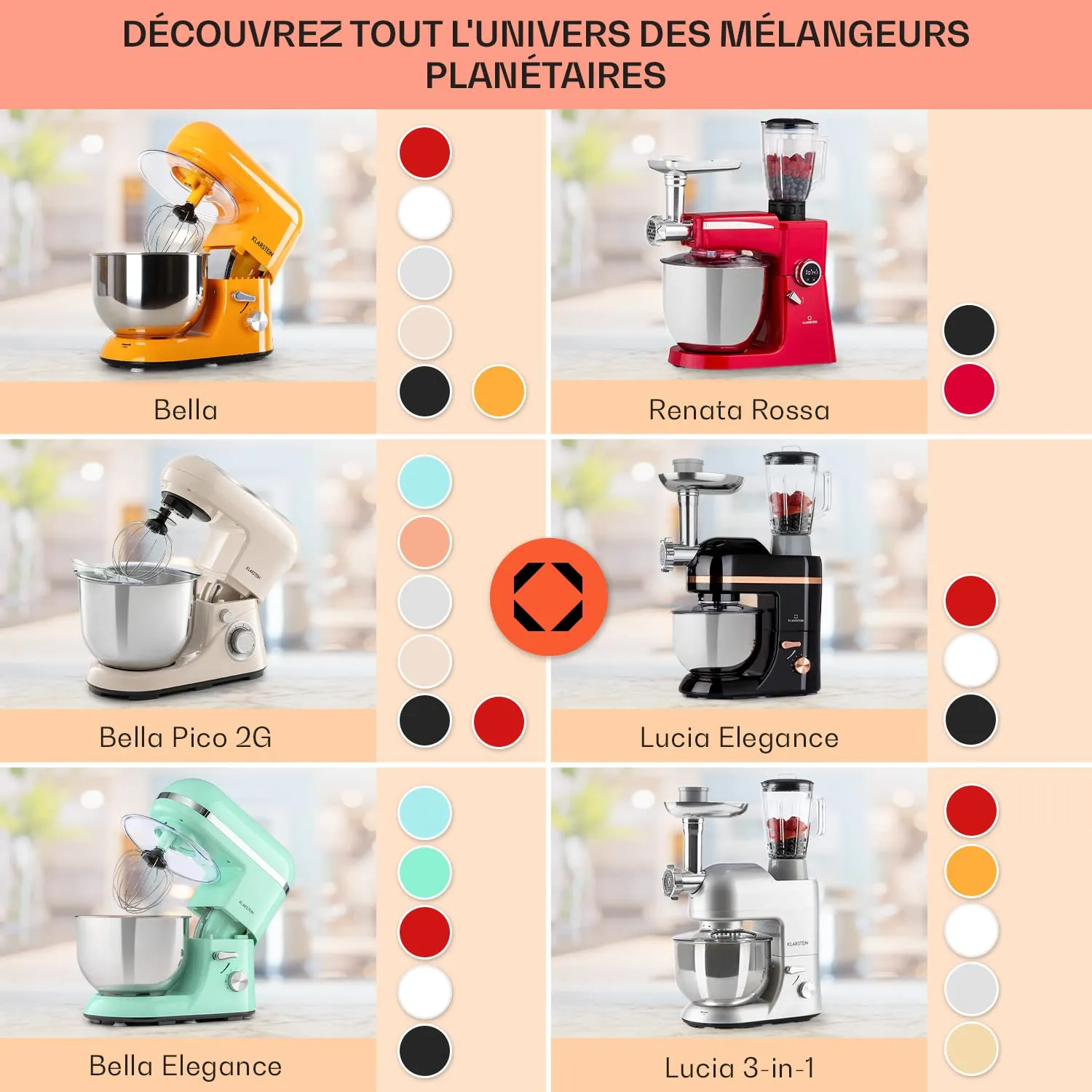 Klarstein Bella Elegance robot pâtissier 5L blanc crème