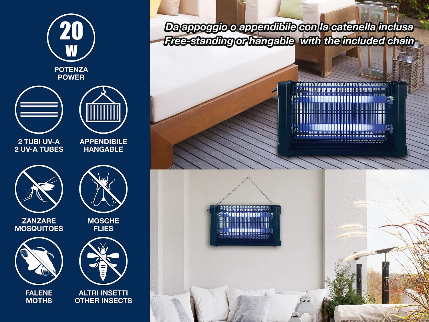 Beper P206ZAN020 lampe anti-moustiques 20W intérieur