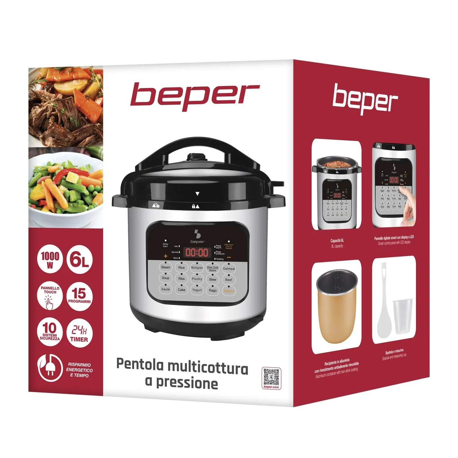 Beper P101COS002 autocuiseur électrique 6 L 15 programmes
