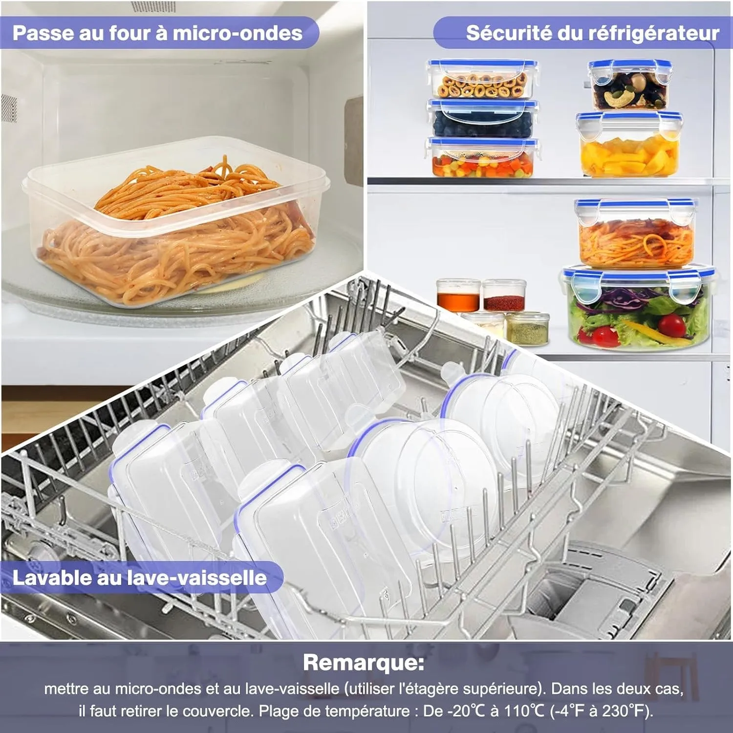 YASHE Boîte Conservation Lot 32 Pièces Sans BPA