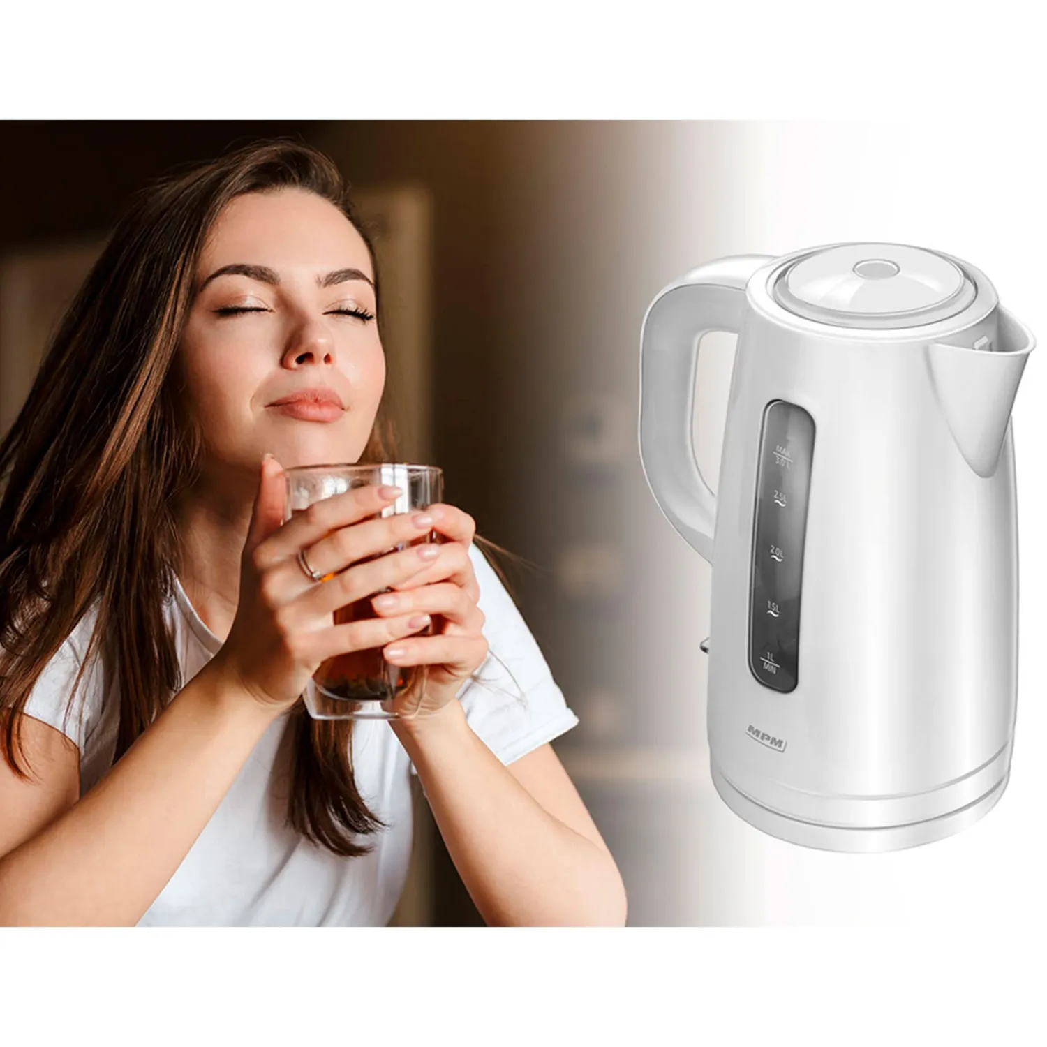 MPM MCZ-101 bouilloire électrique 3 L blanche 2200 W