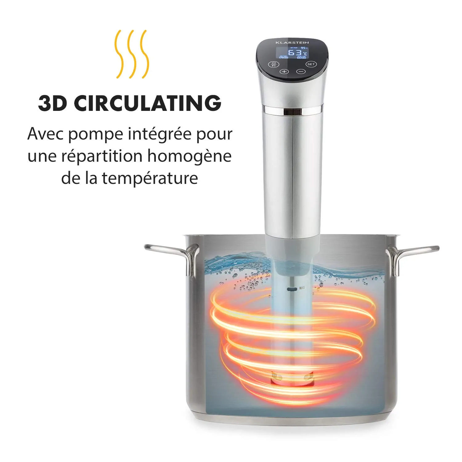 Klarstein Quickstick cuiseur sous vide argent 1300W 20L