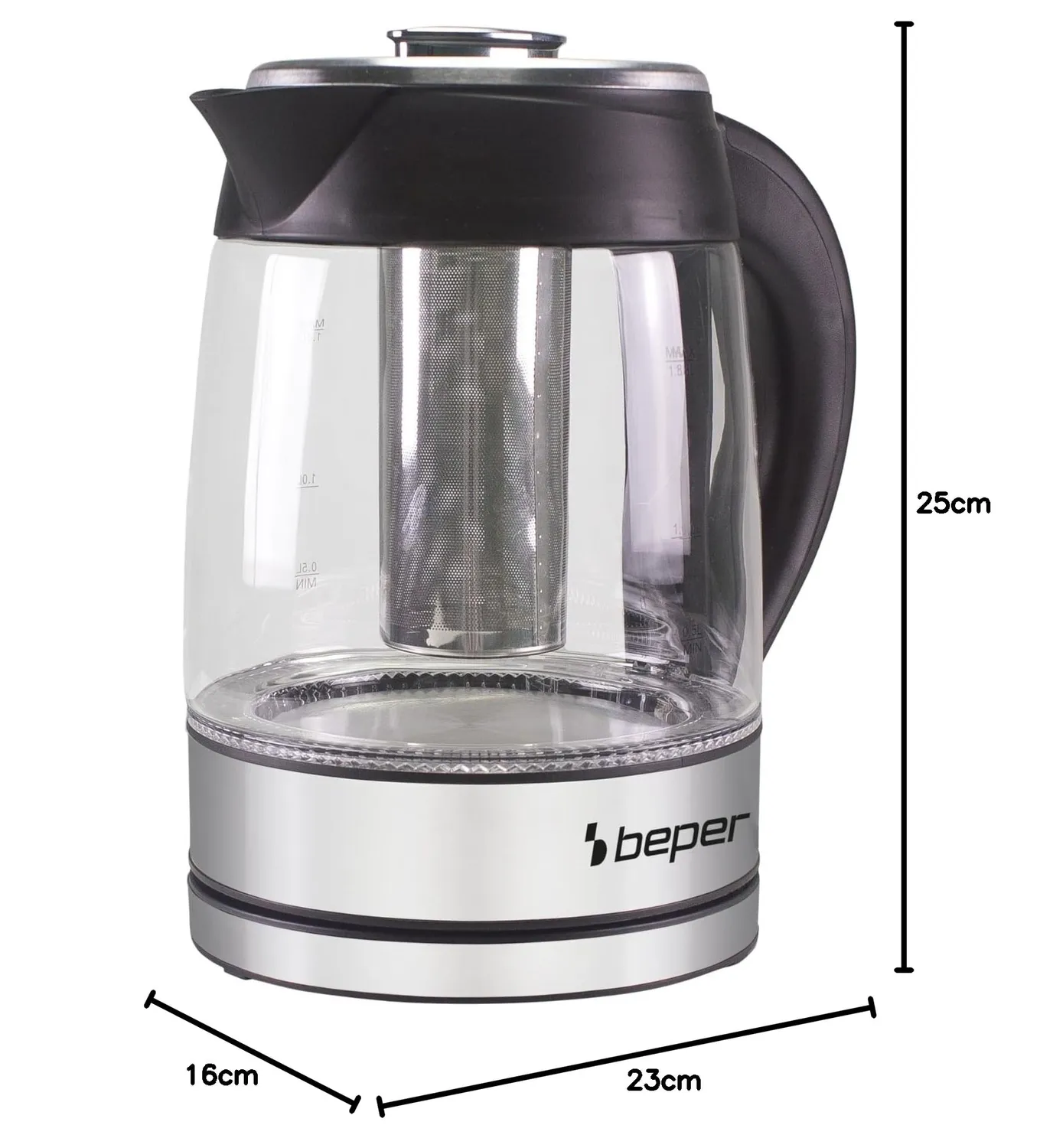 Beper BB.103 bouilloire électrique 1,8 L verre LED