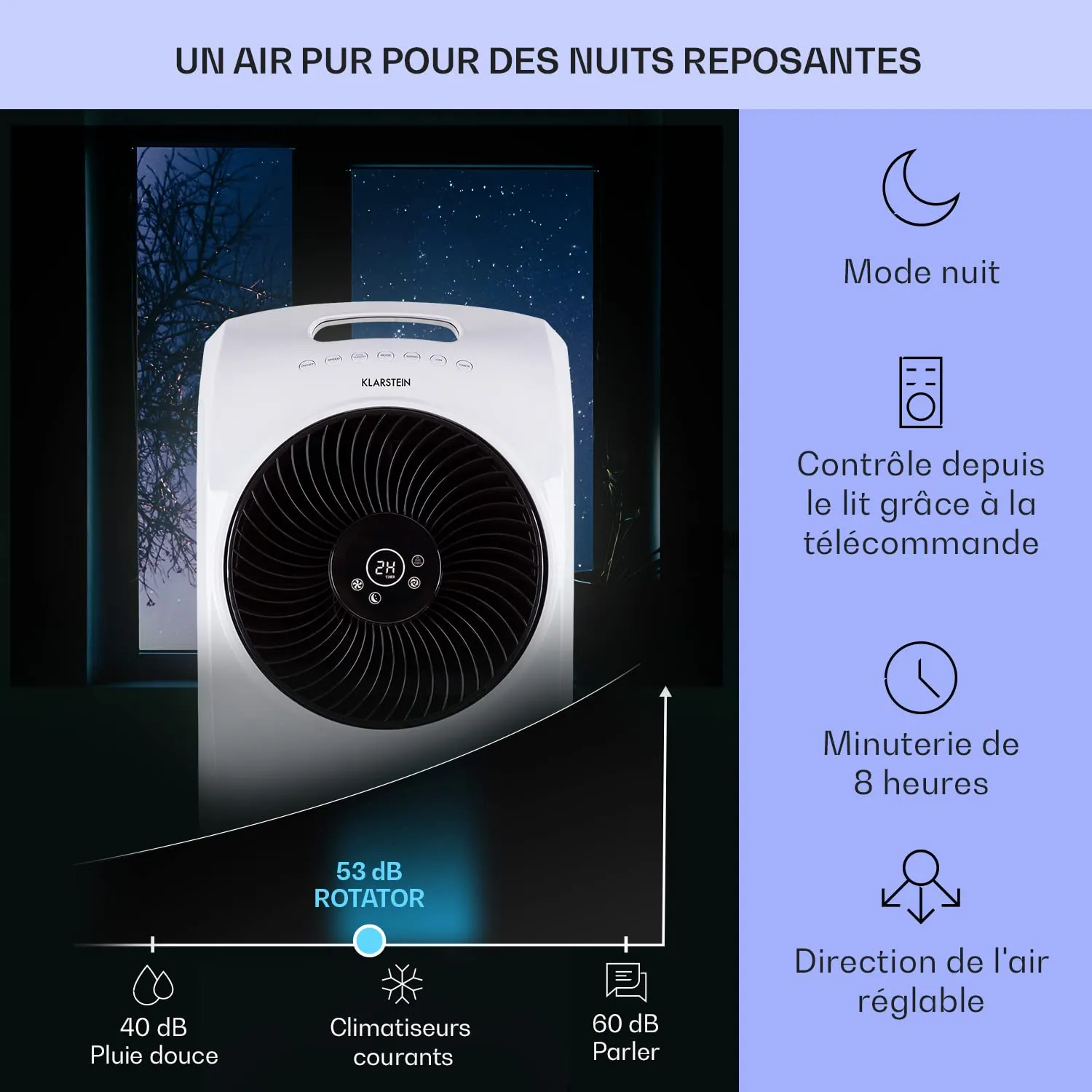 Klarstein rafraîchisseur air mobile 5-en-1 blanc 110 W