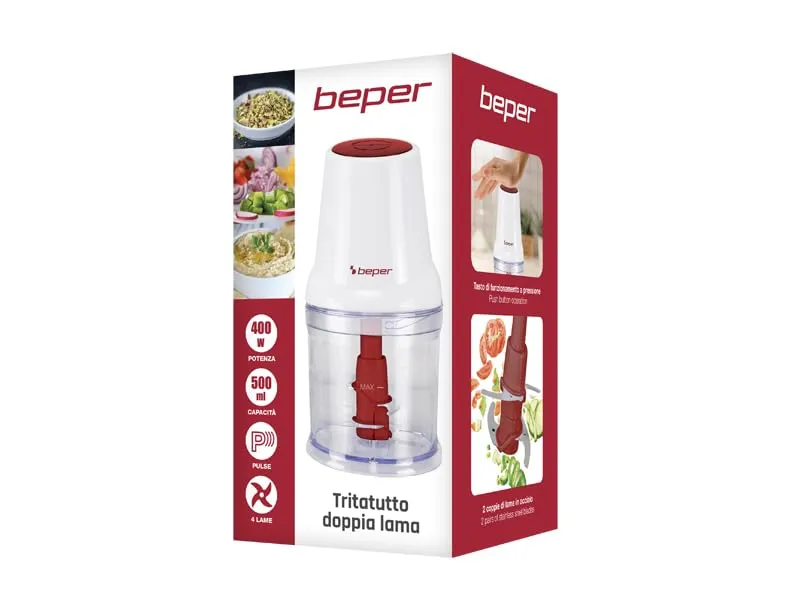 Beper P102ROB010 hachoir 500 ml 2 lames inox 400W