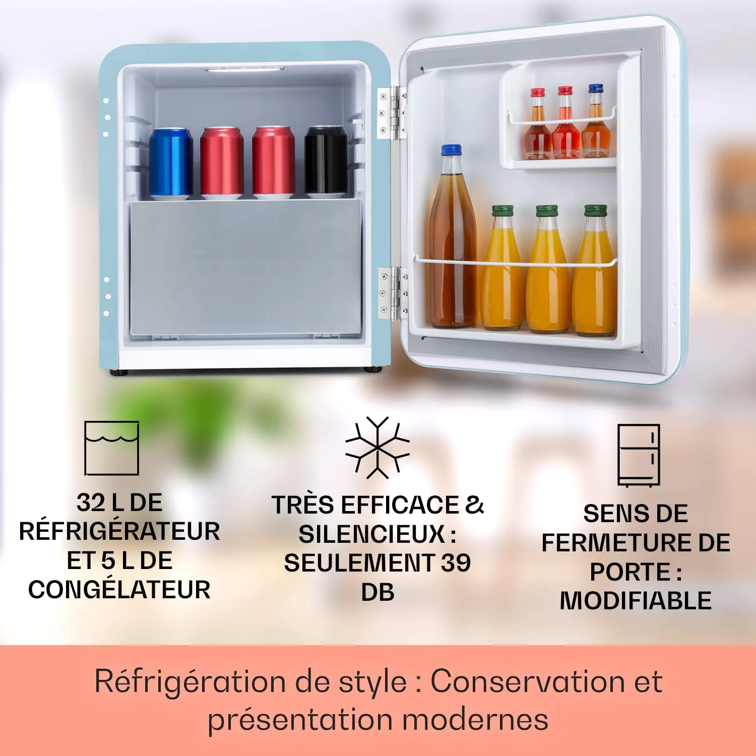 Klarstein mini frigo 32L congélateur 5L chambre bar