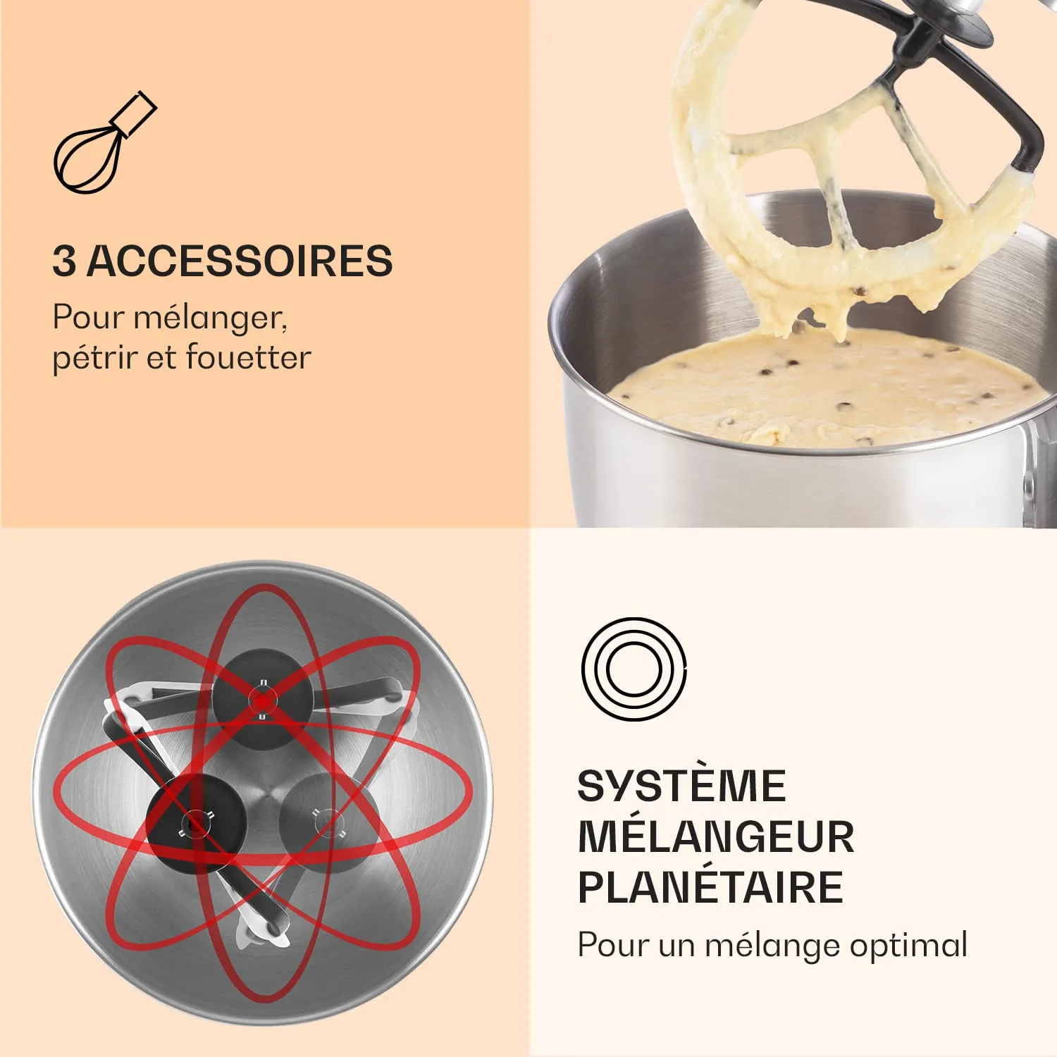 Klarstein robot pâtissier 1300 W bol 5 L blanc pur