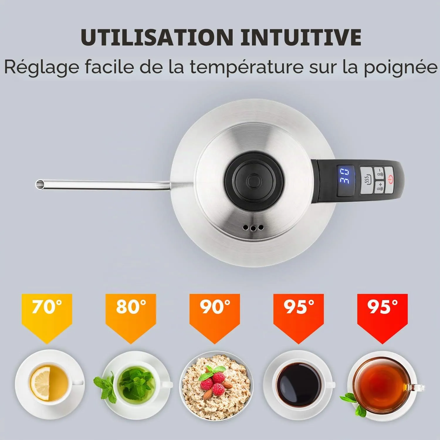Klarstein Garçon bouilloire col de cygne inox 1 L 2000 W