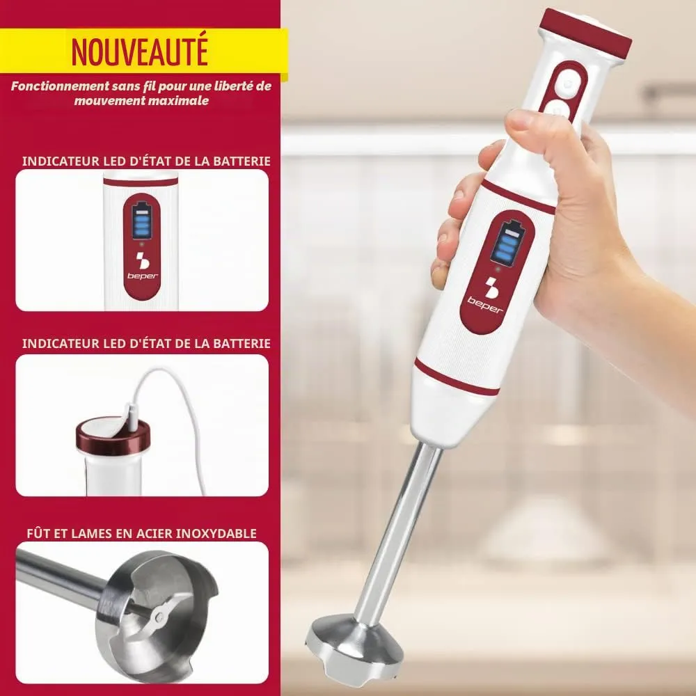 Beper P102FRU300 mixeur plongeant sans fil USB 2 vitesses