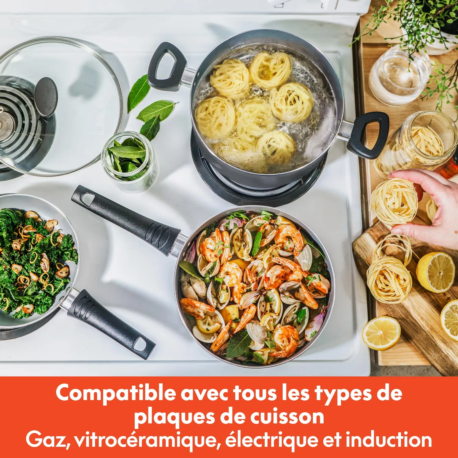 La Bella batterie de cuisine 21 pièces antiadhésive noire