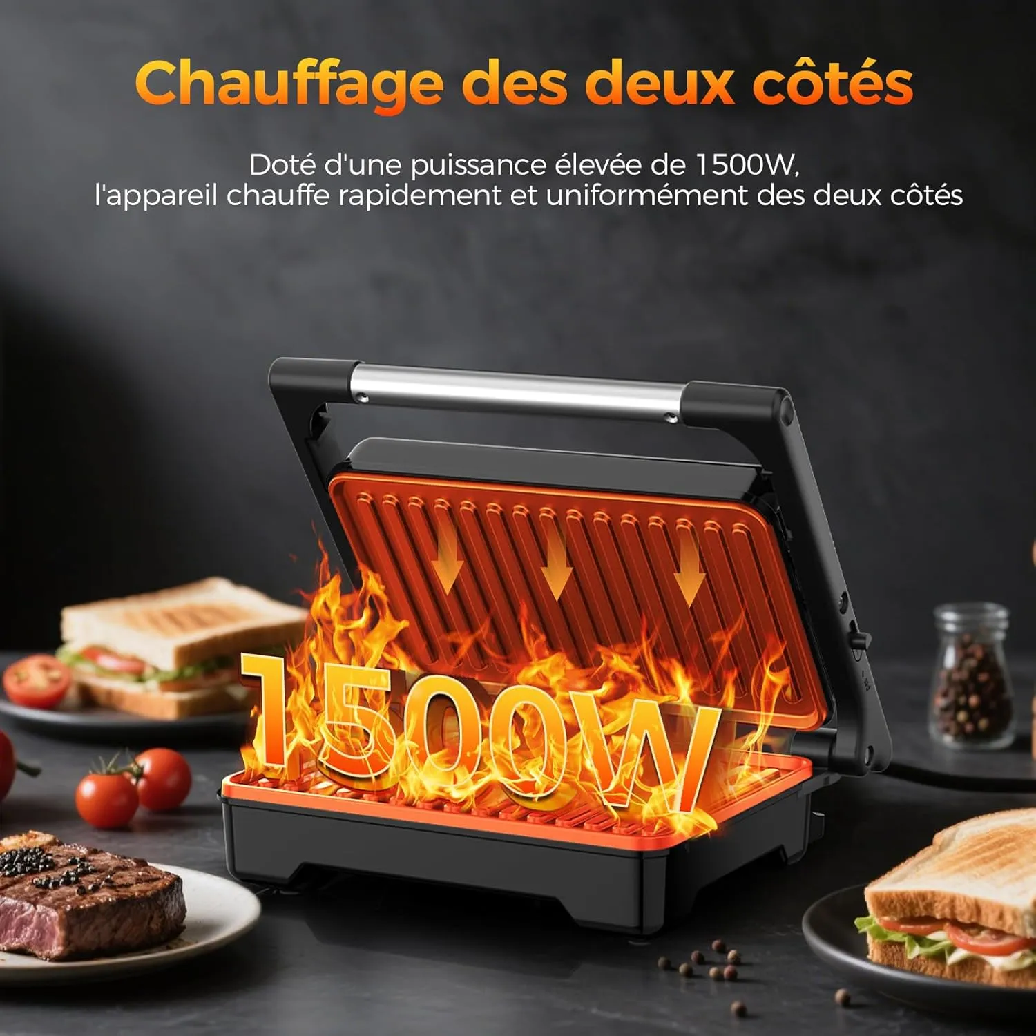 YASHE 1500W appareil croque-monsieur panini grill